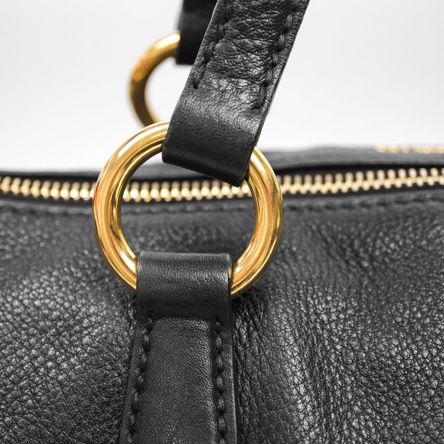 Miu Miu Vitello Tote Bag Black Gold Hardware
