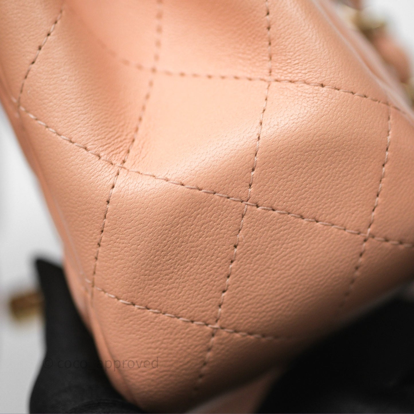 Chanel Mini Square Flap Quilted Beige Pink Lambskin Gold Hardware