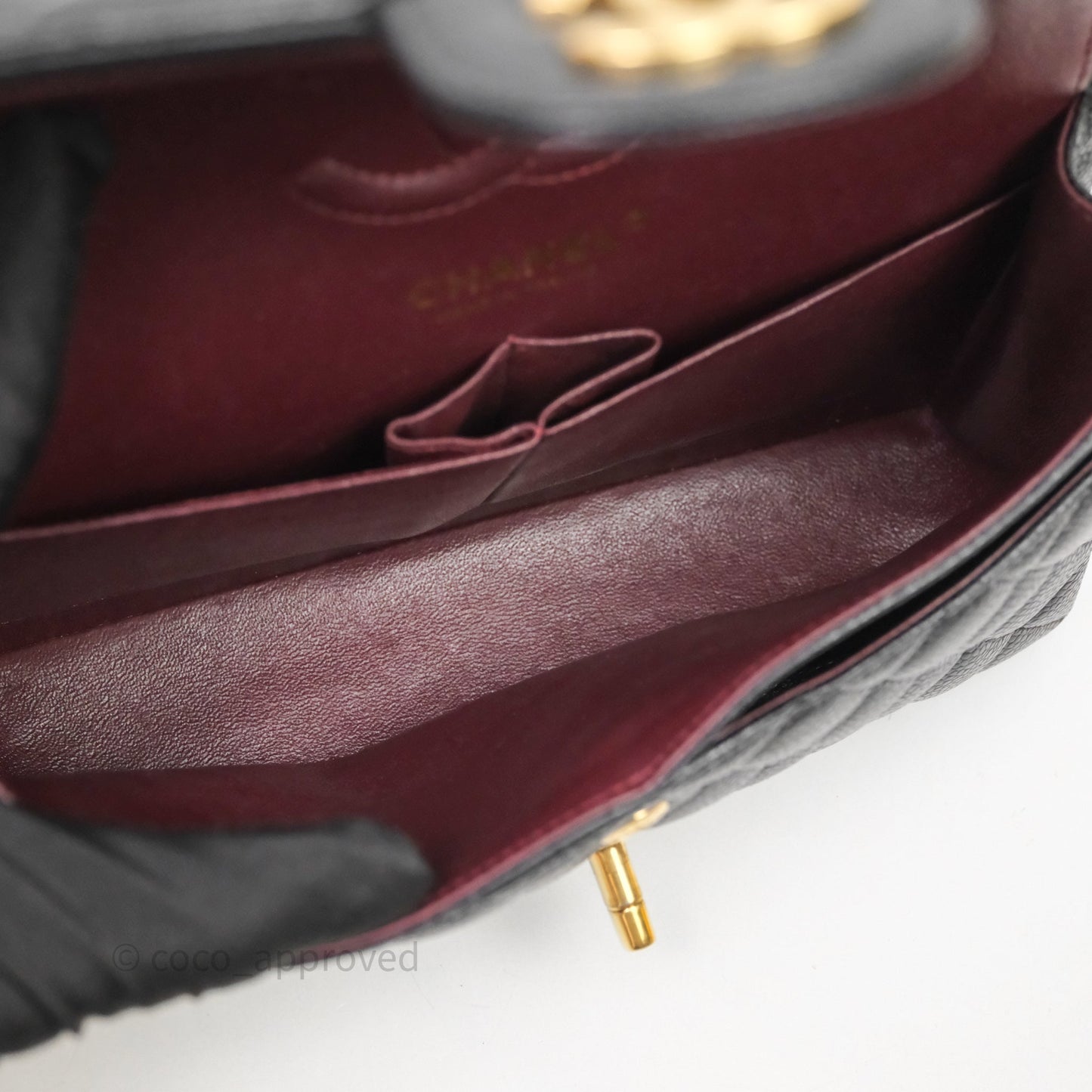 Chanel Small Classic Flap Quilted Black Caviar Gold Hardware