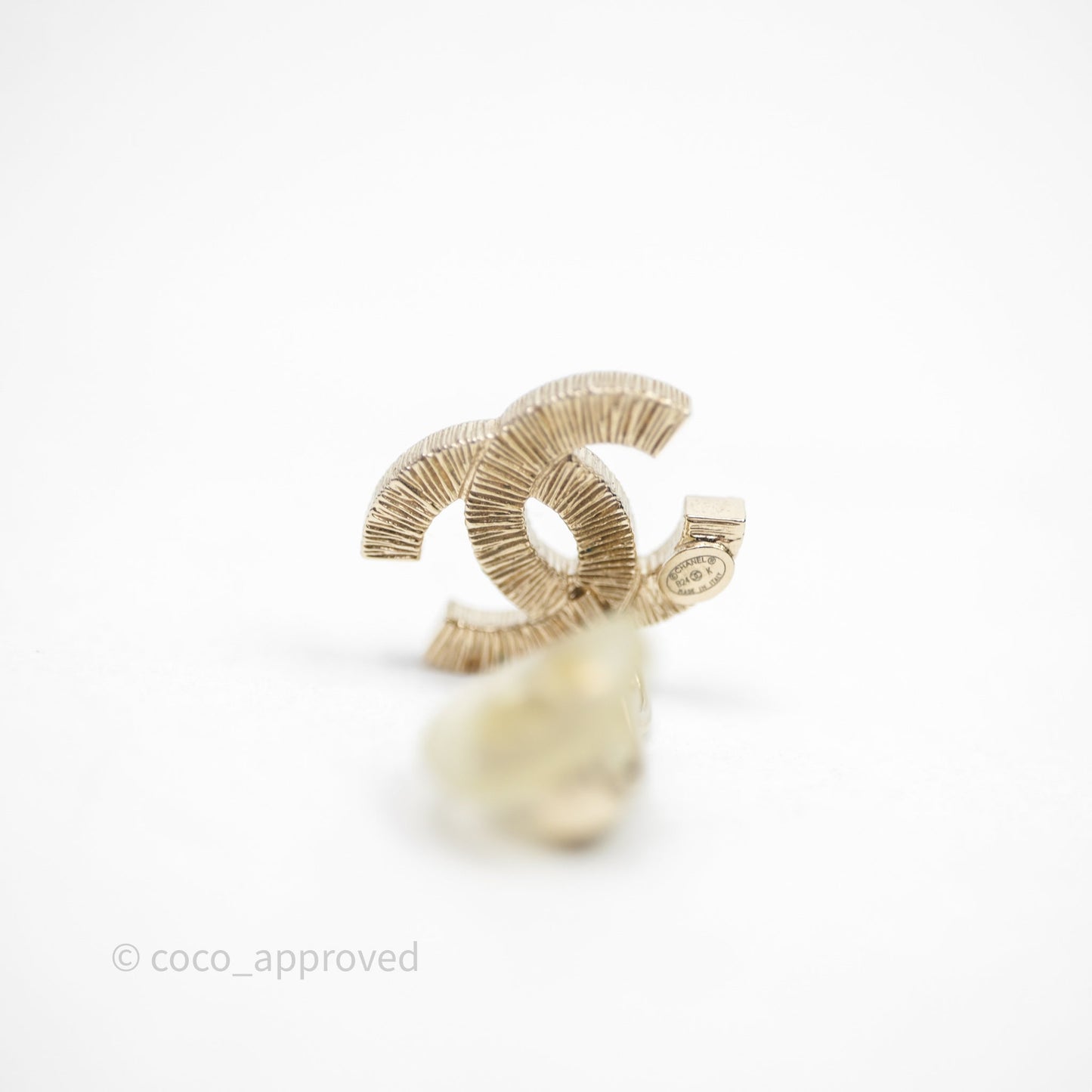 Chanel CC Crystals Ear Clips Gold Tone 24K