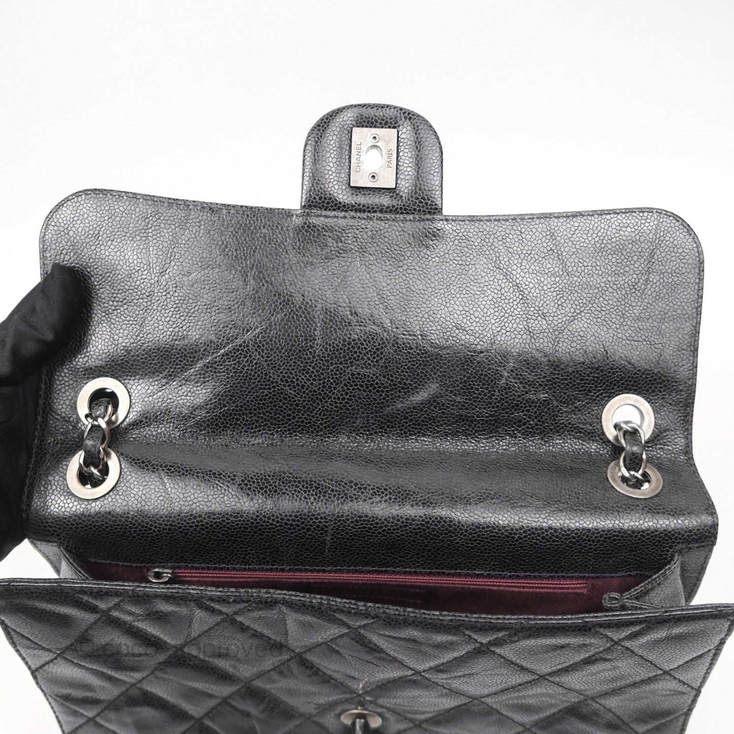 Chanel Quilted Single Flap Bag Soft Caviar Black Ruthenium Hardware
