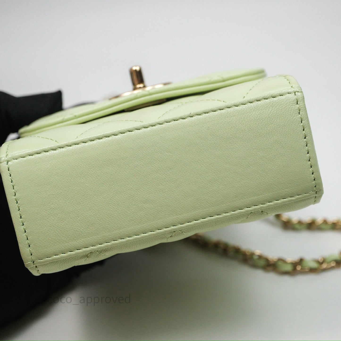 Chanel Mini Quilted Trendy CC Clutch With Chain Green Lambskin Gold Hardware