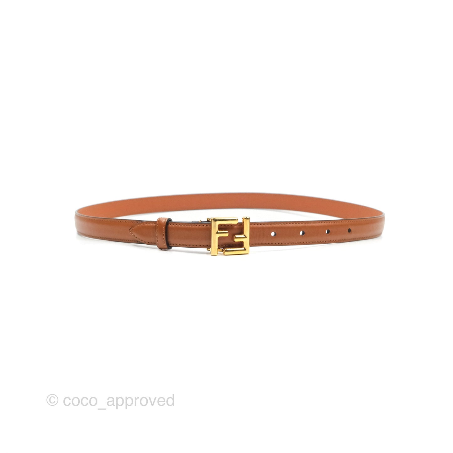 Fendi FF 20 mm Belt Brown Gold Hardware 80 32