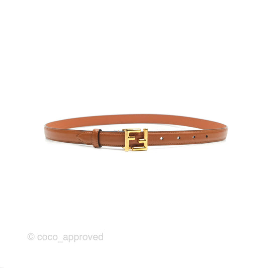 Fendi FF 20 mm Belt Brown Gold Hardware 80 32