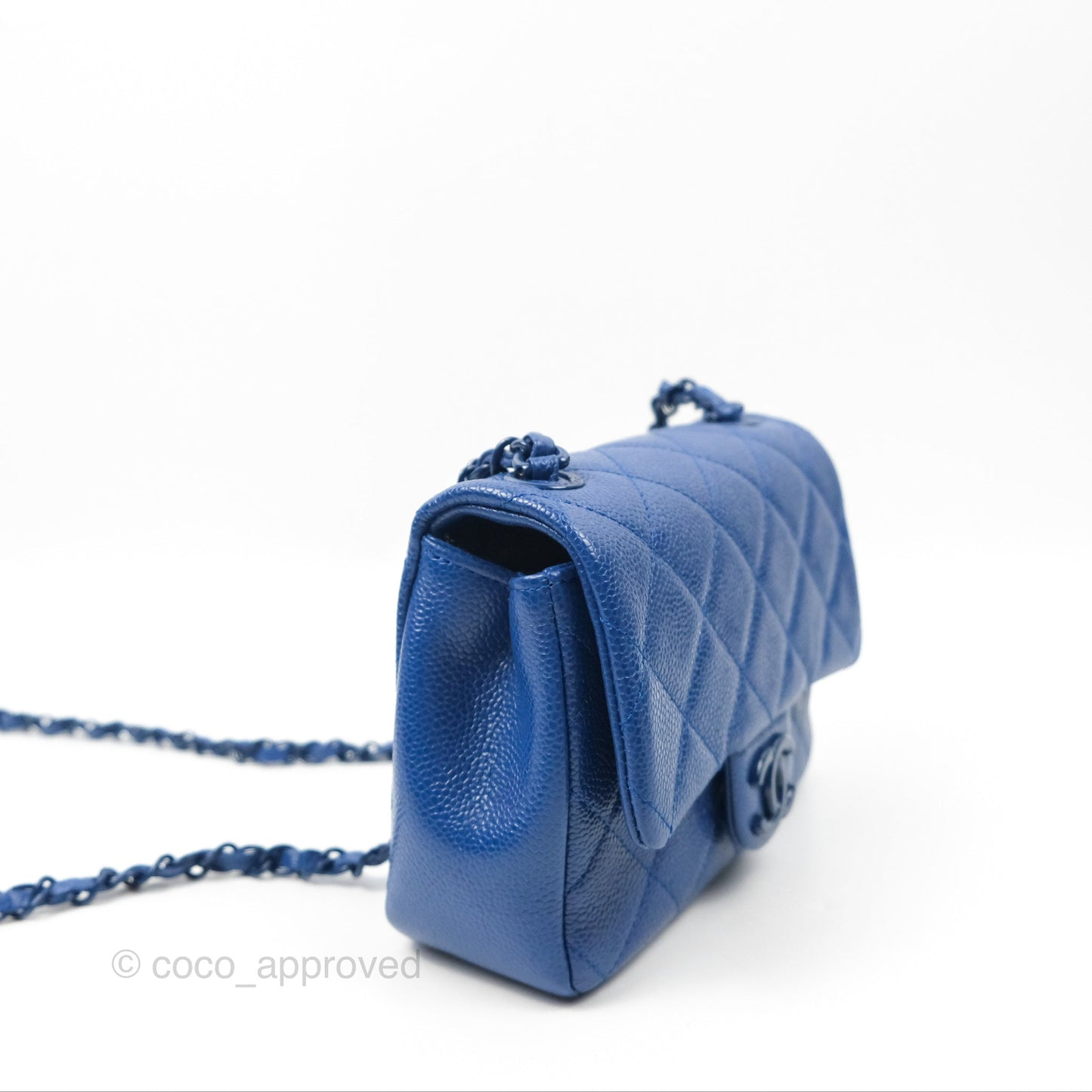 Chanel Quilted Mini Square Flap Bag Dark Blue Caviar Incognito
