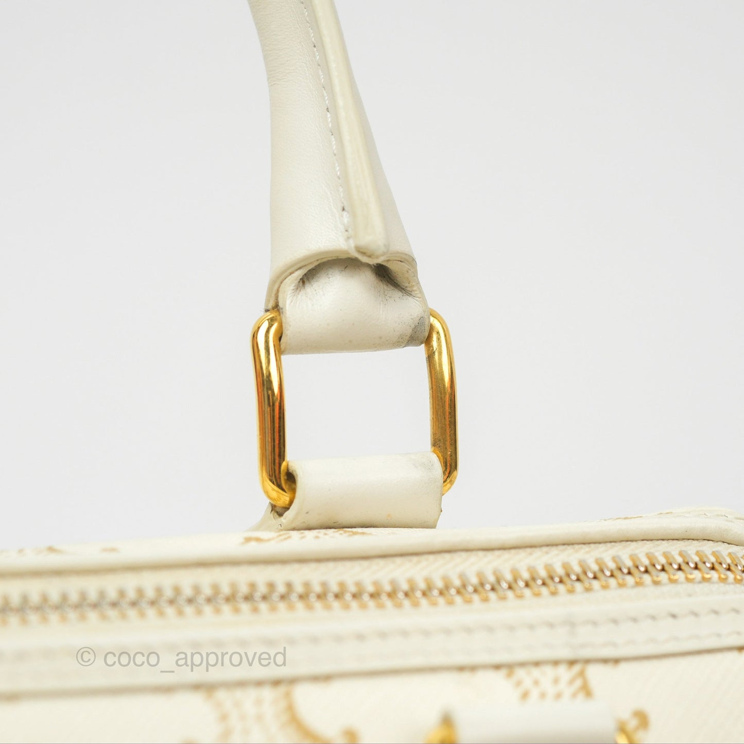 Celine Small Triomphe Canvas Boston Bag White Calfskin