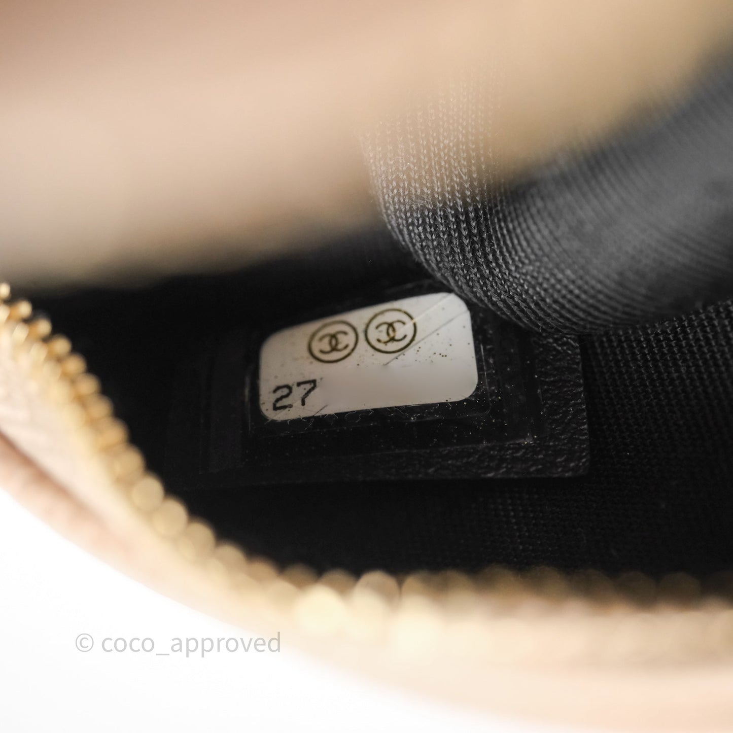 Chanel Quilted Round Filigree Clutch With Chain Beige/ Black Caviar Aged Gold Hardware