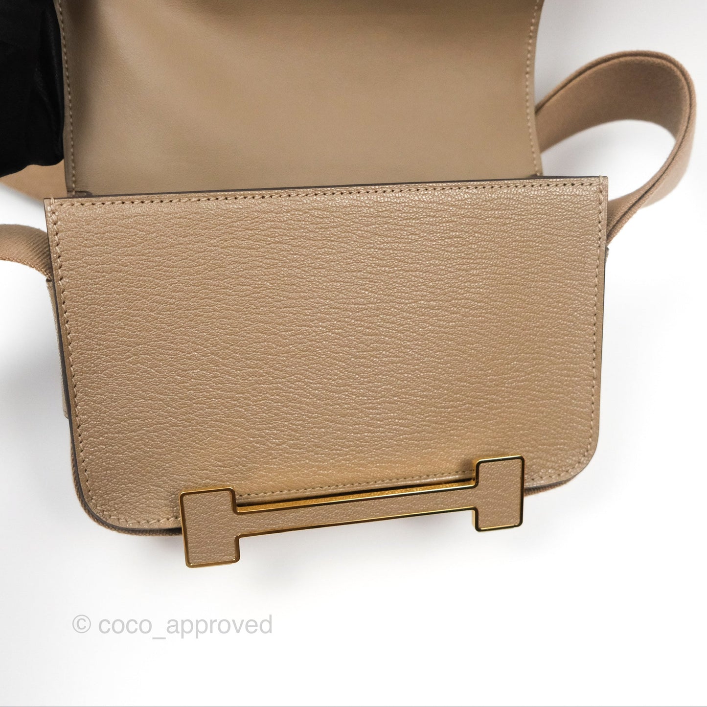 Hermès Geta Bag Etoupe Chevre Mysore Gold Hardware