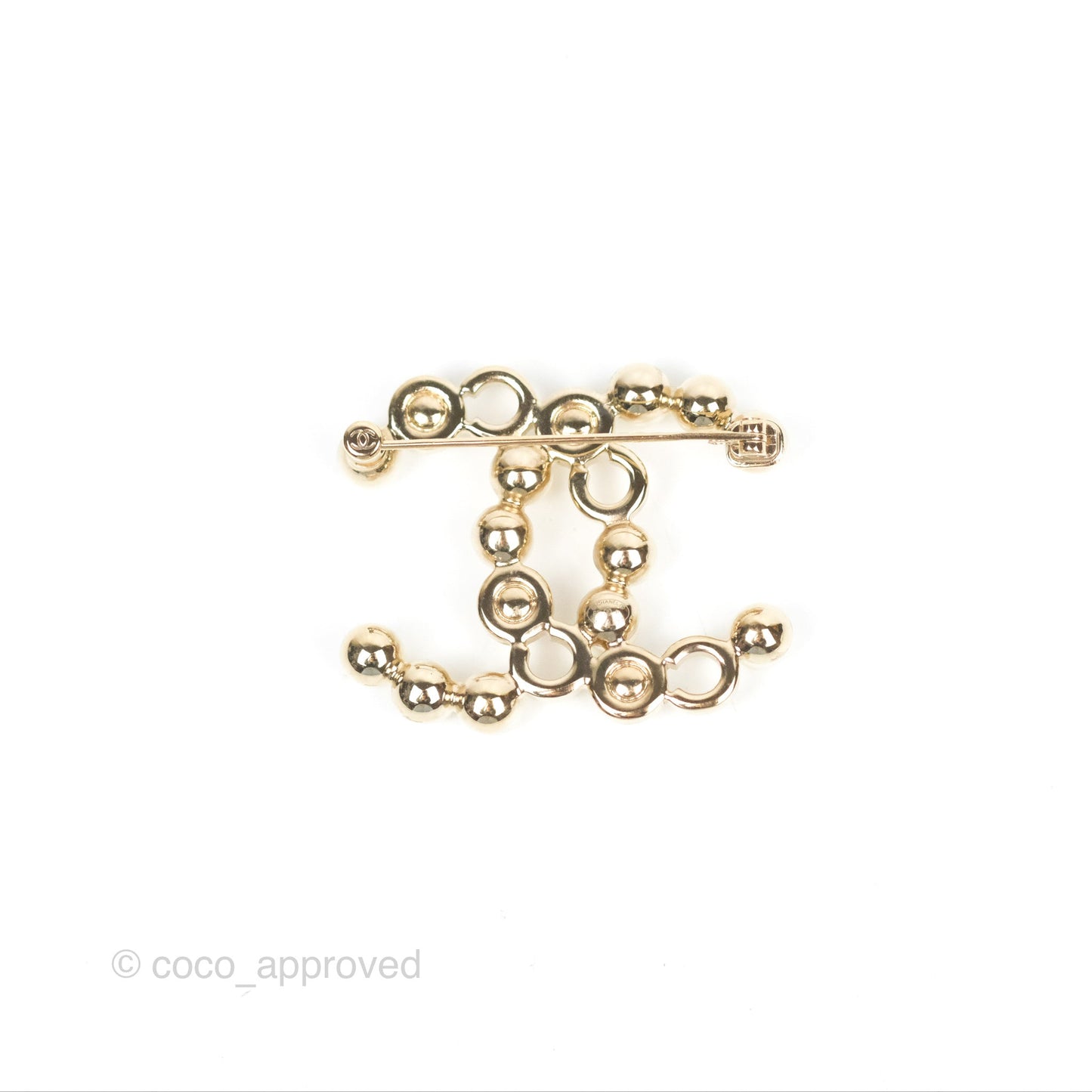 Chanel CC Coco Pearl Brooch Gold Tone 21P