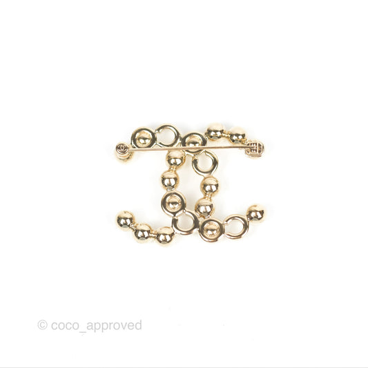 Chanel CC Coco Pearl Brooch Gold Tone 21P