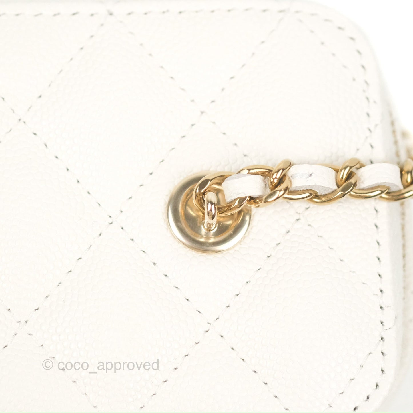 Chanel Classic Vanity Rectangular with Chain White Caviar Gold Hardware