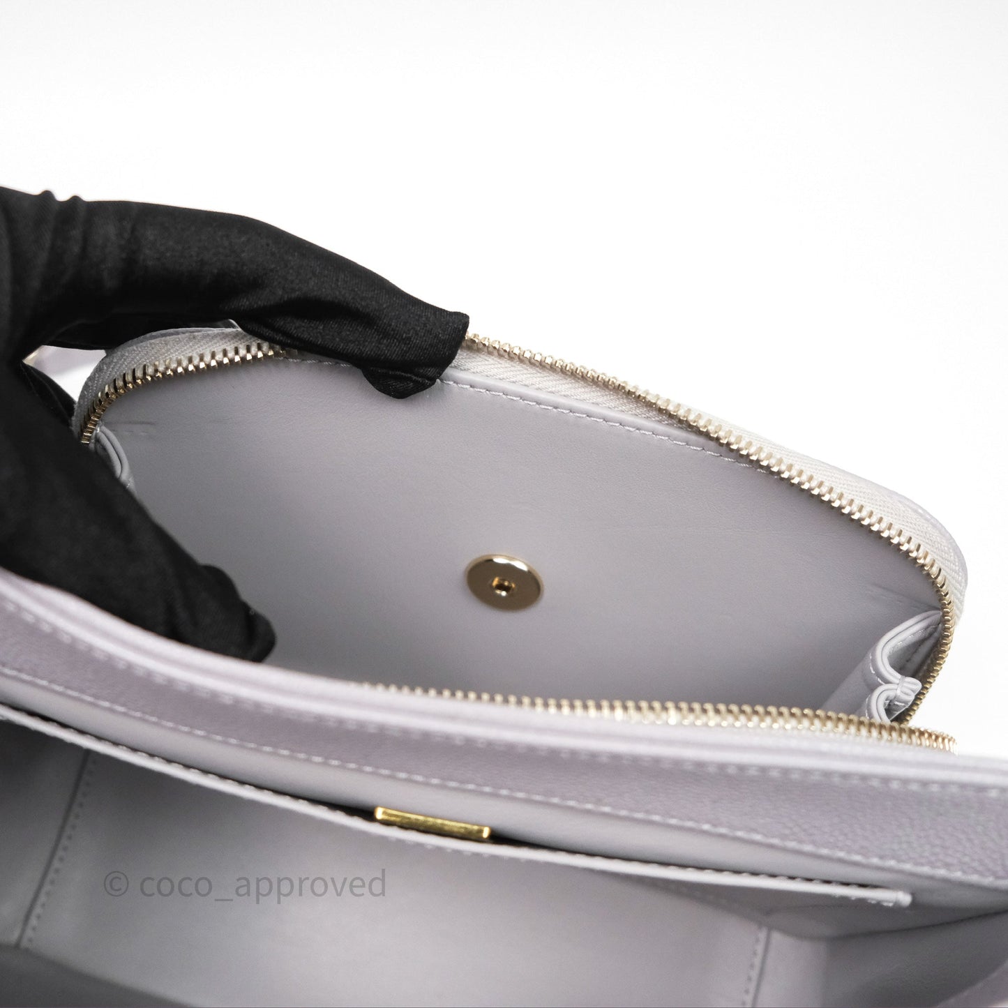 Chanel Quilted Medium Business Affinity Flap Light Grey Caviar Gold Hardware