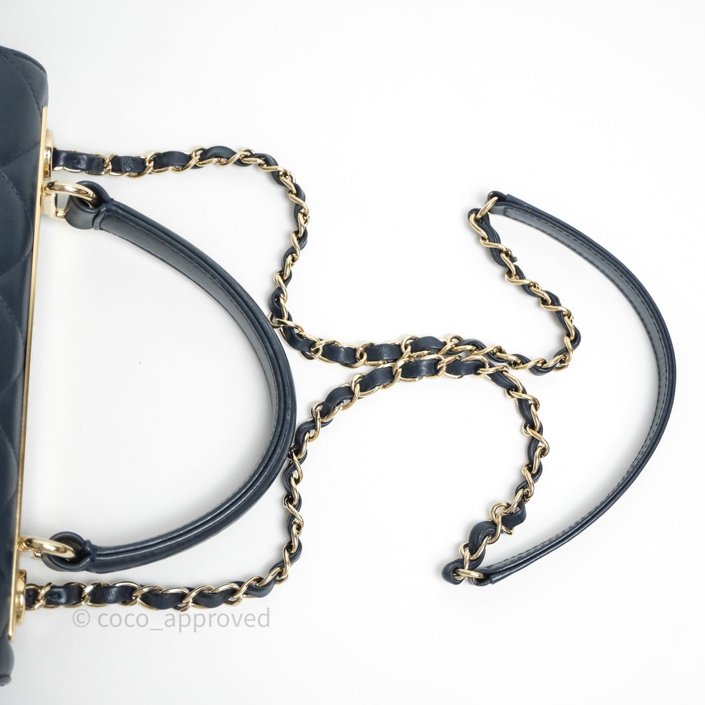 Chanel Small Trendy CC Navy Lambskin Gold Hardware
