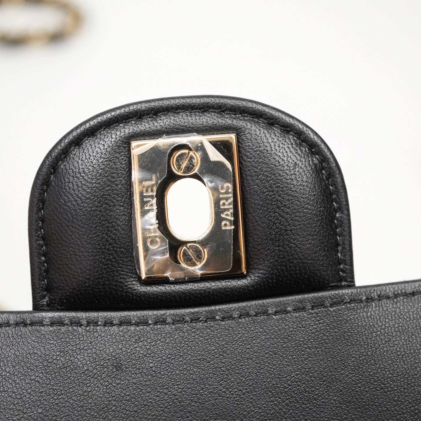 Chanel Quilted Mini Rectangular Chevron Black Lambskin Gold Hardware