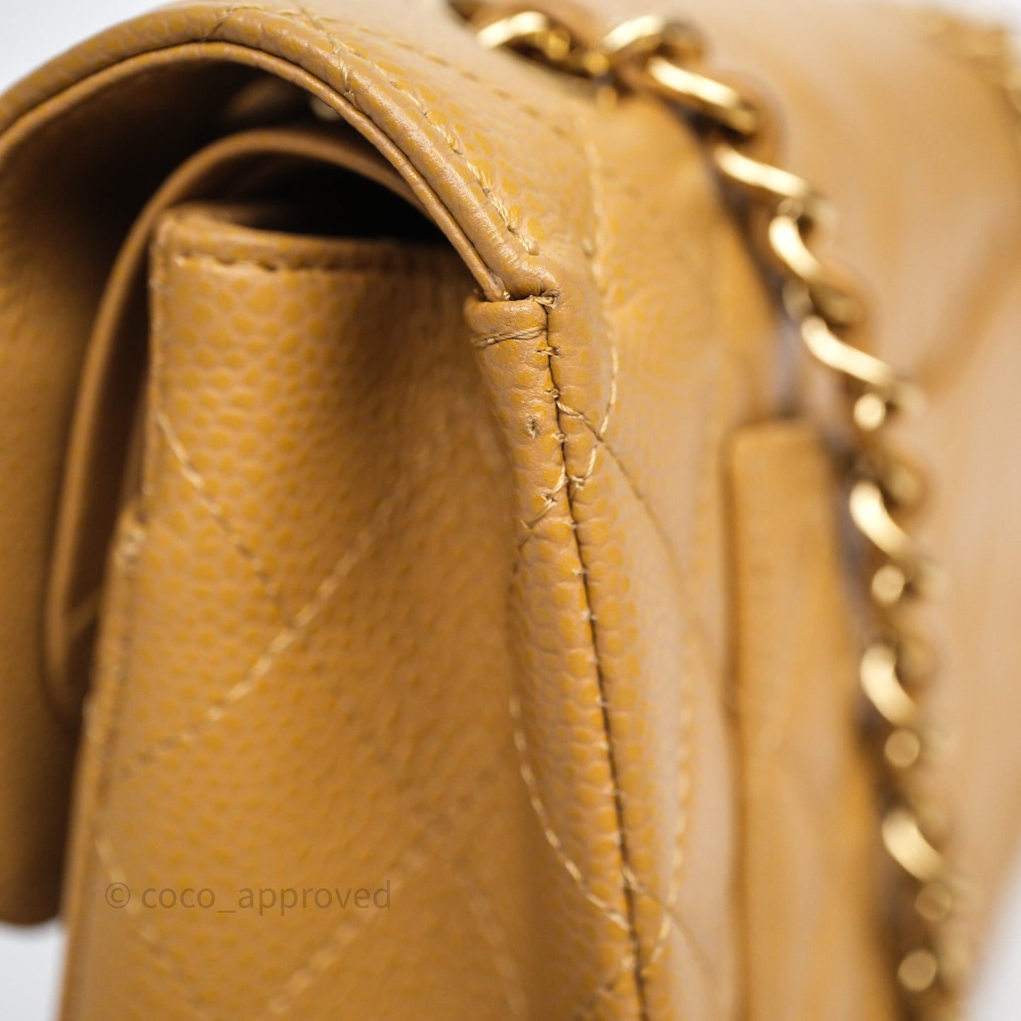Chanel Classic M/L Medium Flap Quilted Dark Beige Caviar Gold Hardware