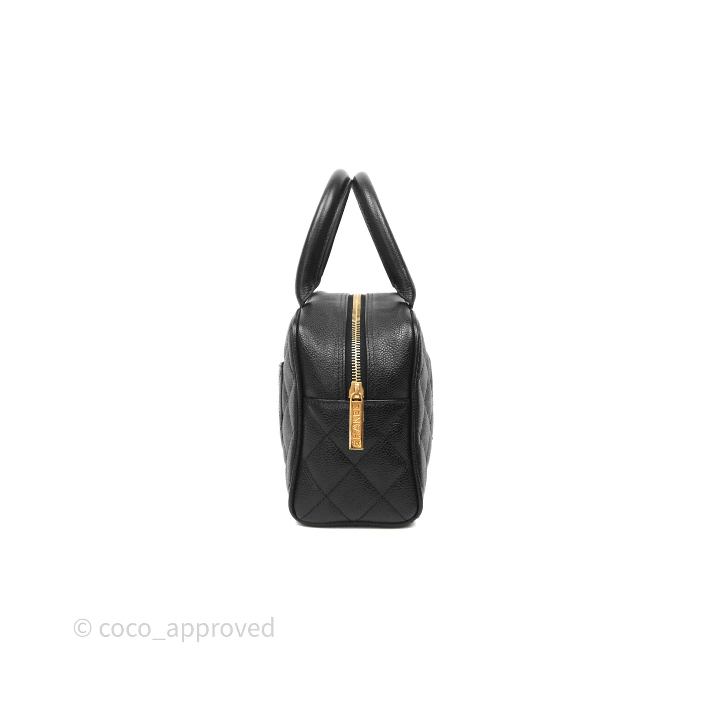 Chanel Vintage Mini CC Boston Bag Black Caviar Gold Hardware