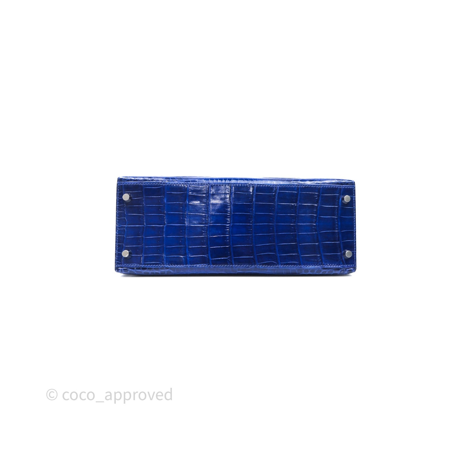Hermès Kelly 28 Blue Croc Palladium Hardware