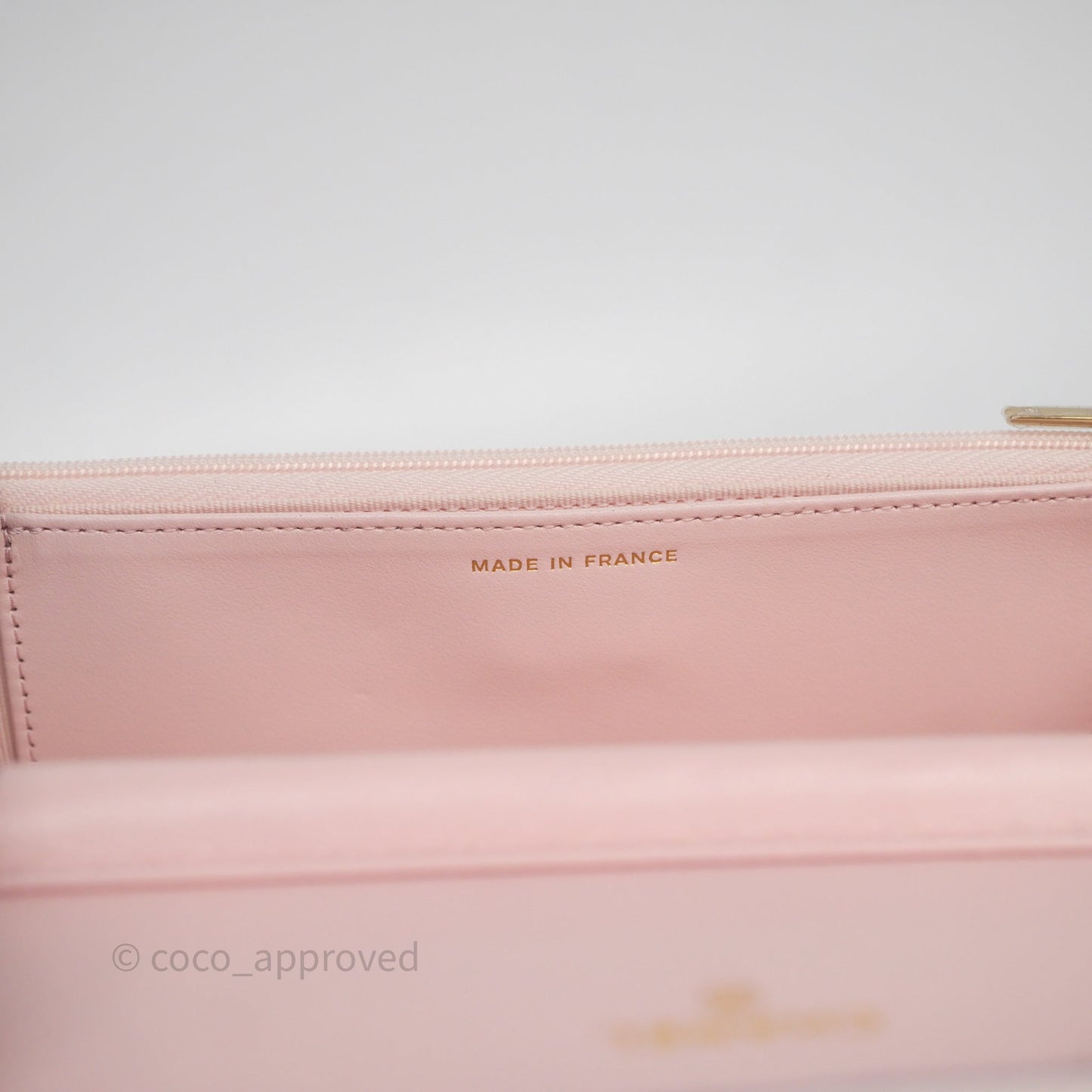 Chanel Classic Quilted Wallet on Chain WOC Light Pink Caviar Gold Hardware