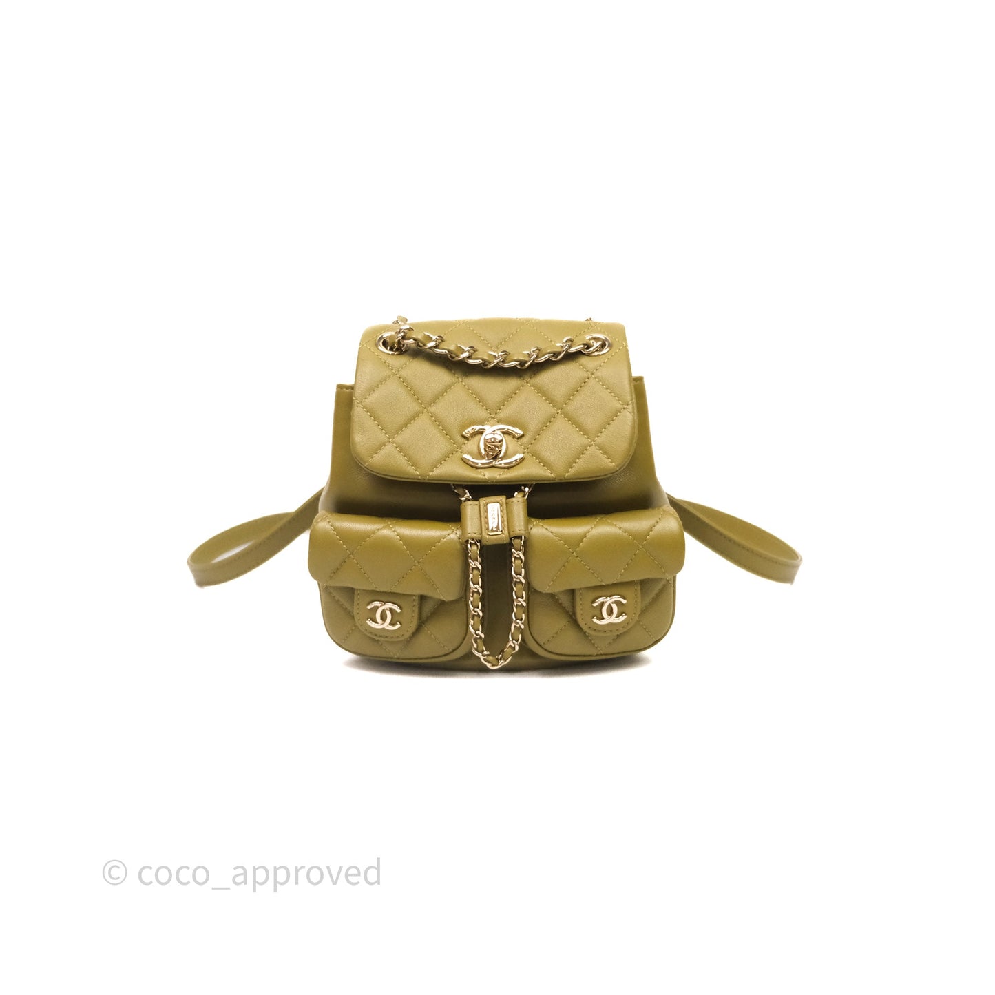Chanel Mini Duma Backpack Olive Green Calfskin Gold Hardware