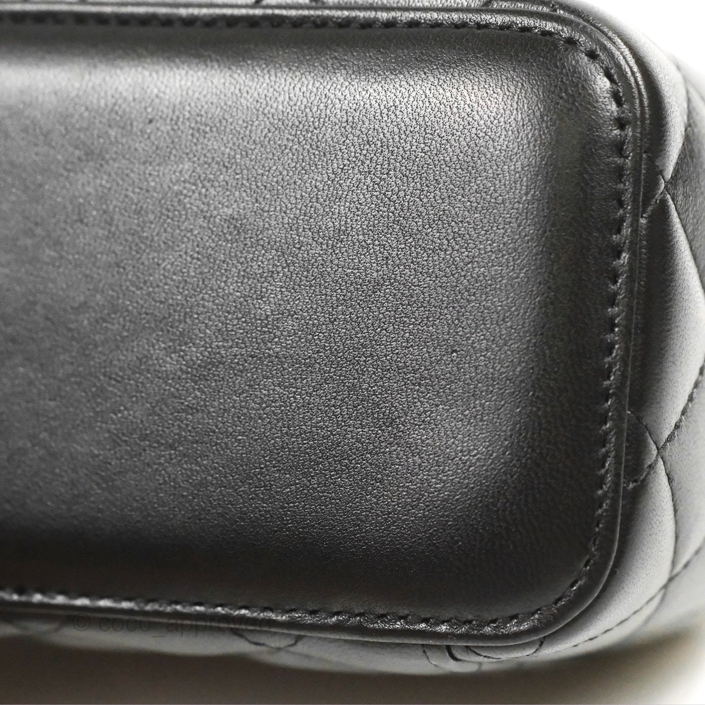 Chanel Vanity Rectangular Top Handle Black Lambskin Gold Hardware