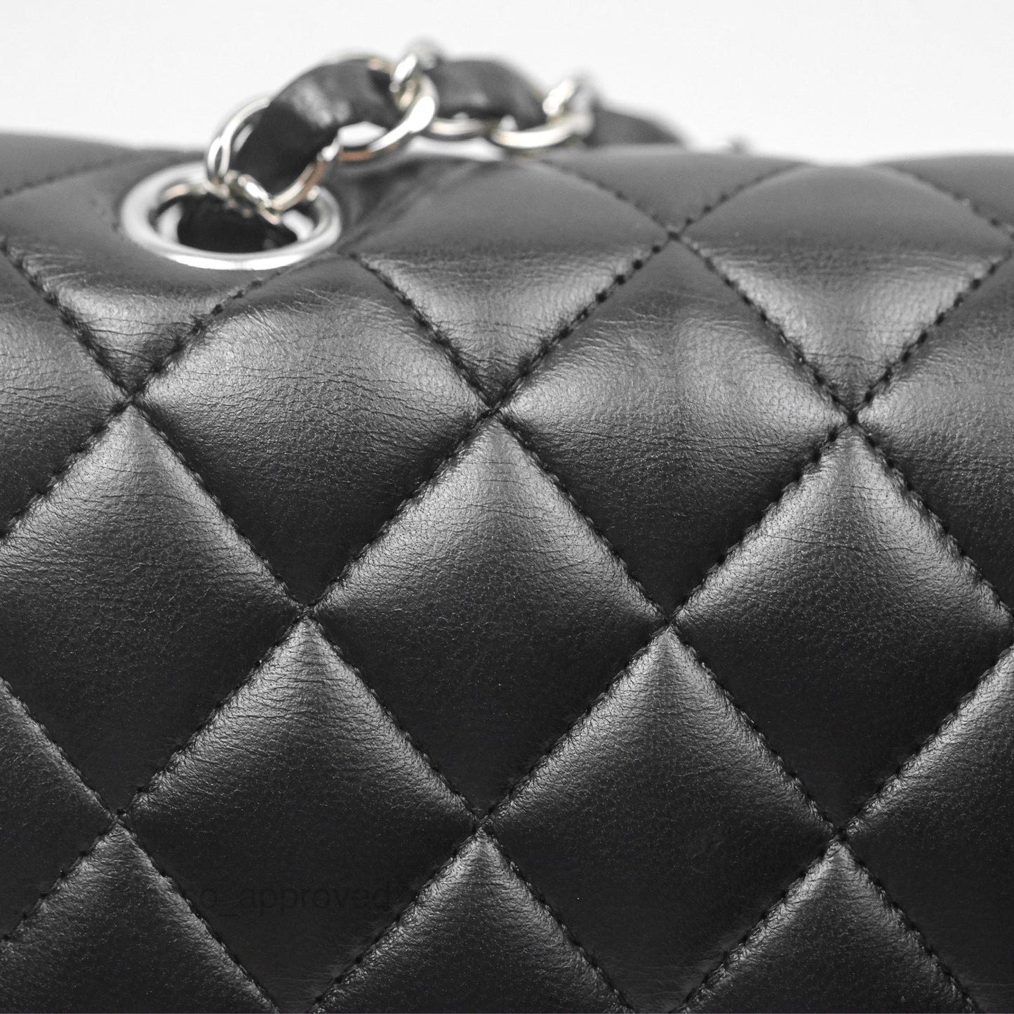 Chanel Classic M/L Medium Flap Quilted Black Lambskin Silver Hardware