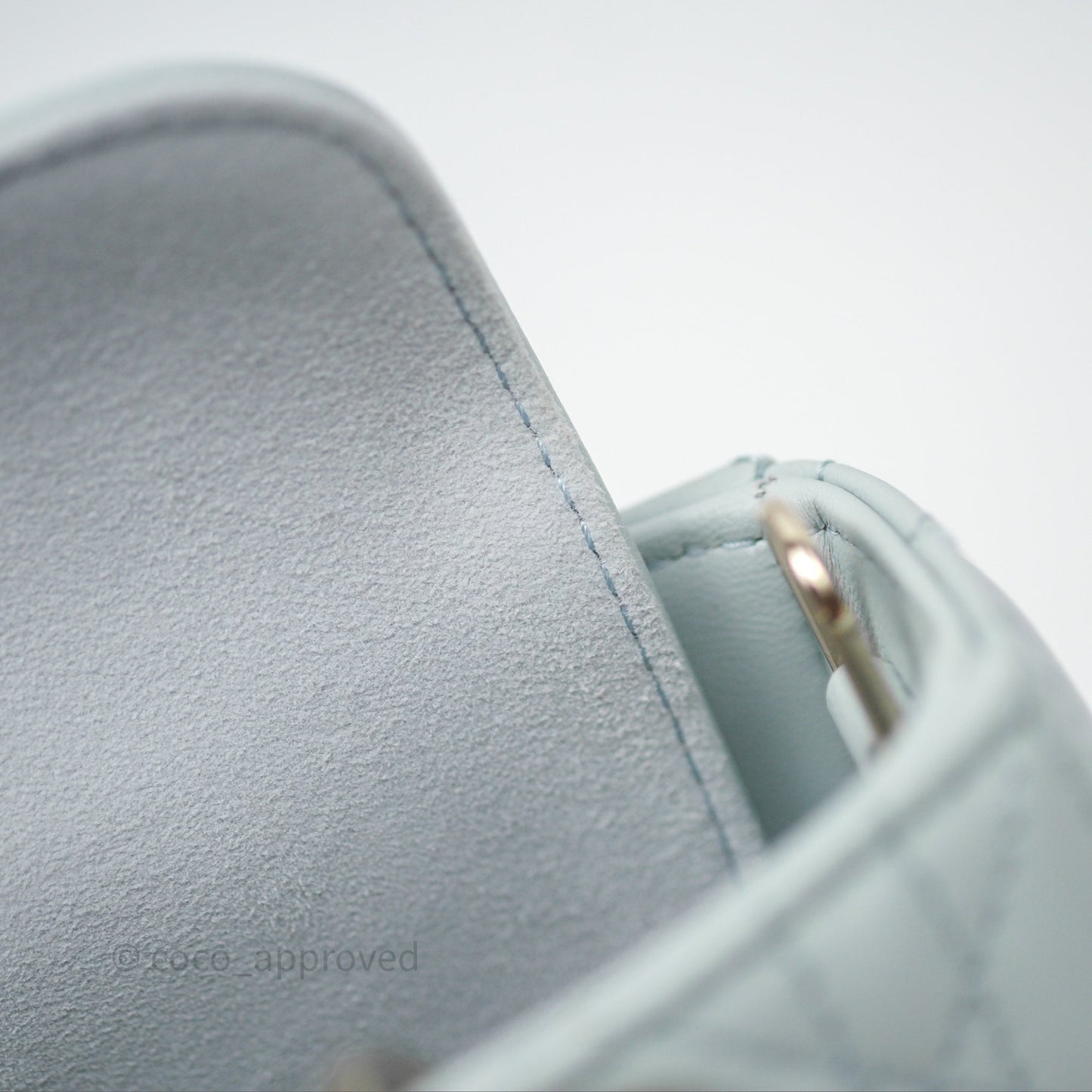 Christian Dior Micro Lady D-Joy Bag Baby Blue Lambskin Cannage Gold Hardware