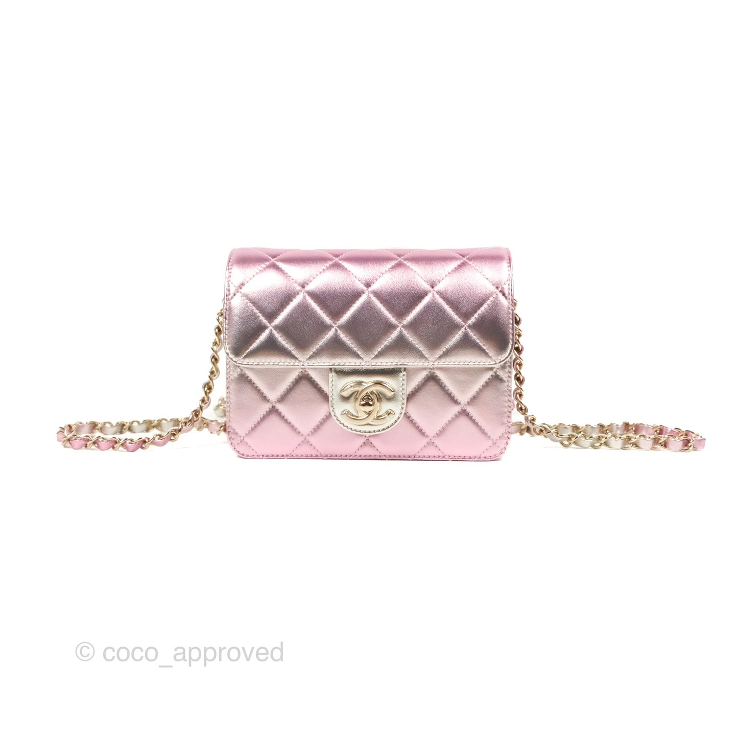 Chanel Mini Flap Bag Metallic Gradient Pink/Silver Lambskin Gold Hardware
