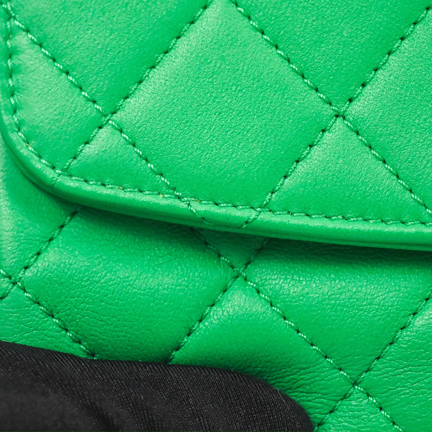 Chanel CC Quilted Flap Bag With Top Handle Green Calfskin Gold Hardware
