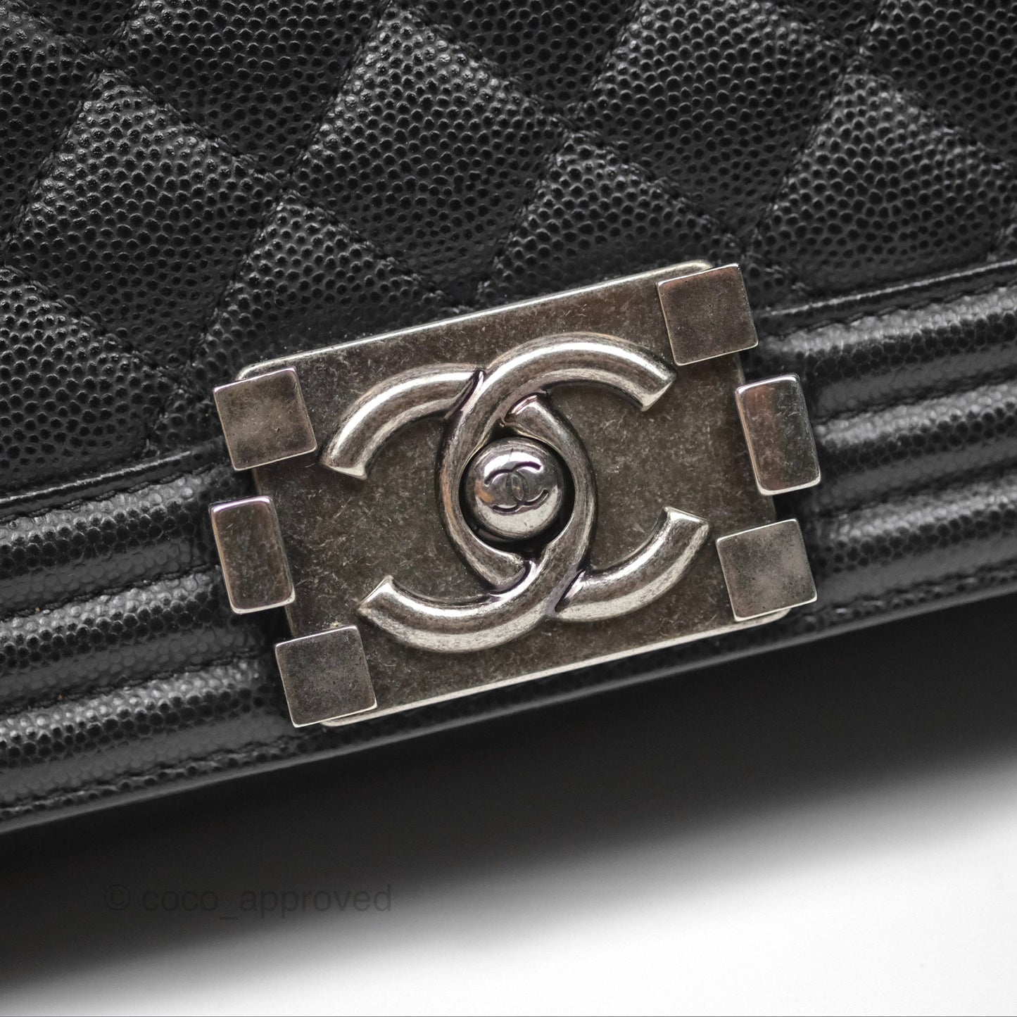Chanel Medium Boy Quilted Black Caviar Ruthenium Hardware
