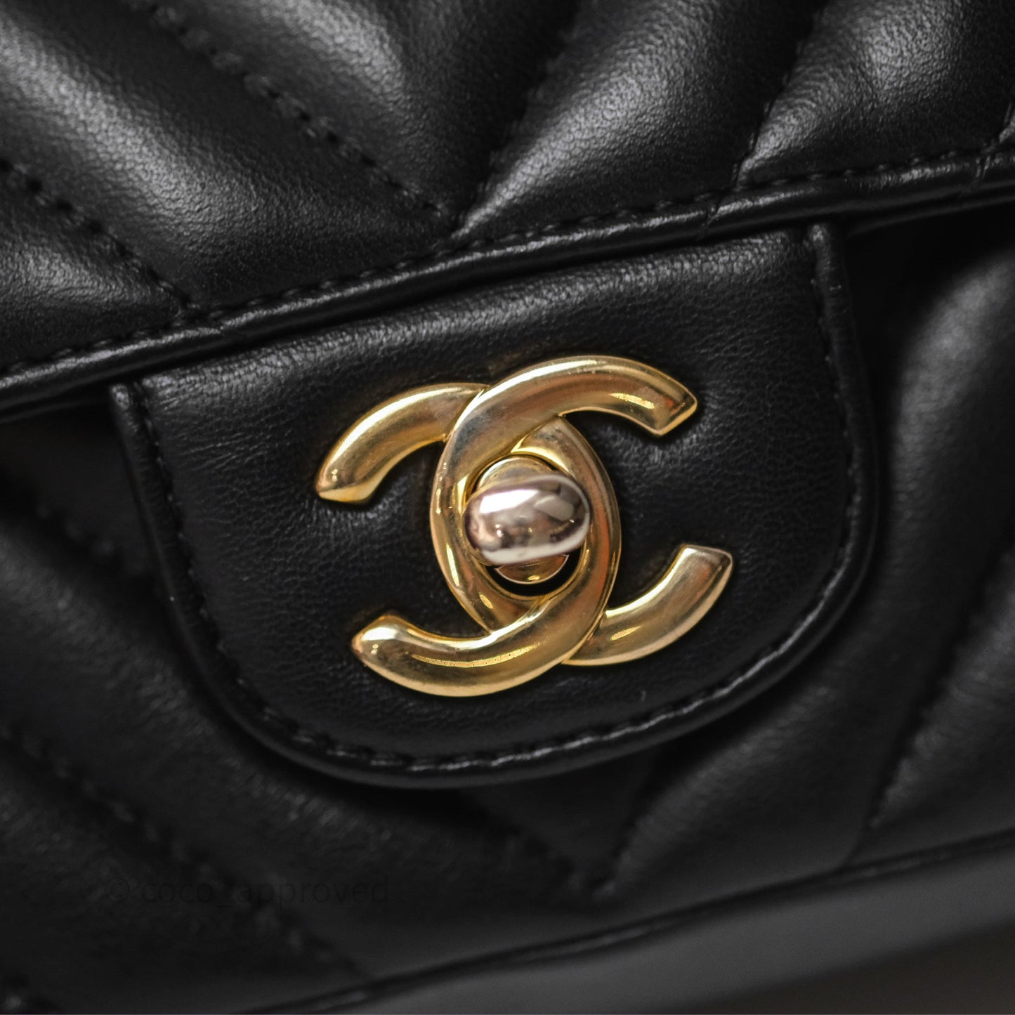 Chanel Mini Rectangular Chevron Black Lambskin Gold Hardware