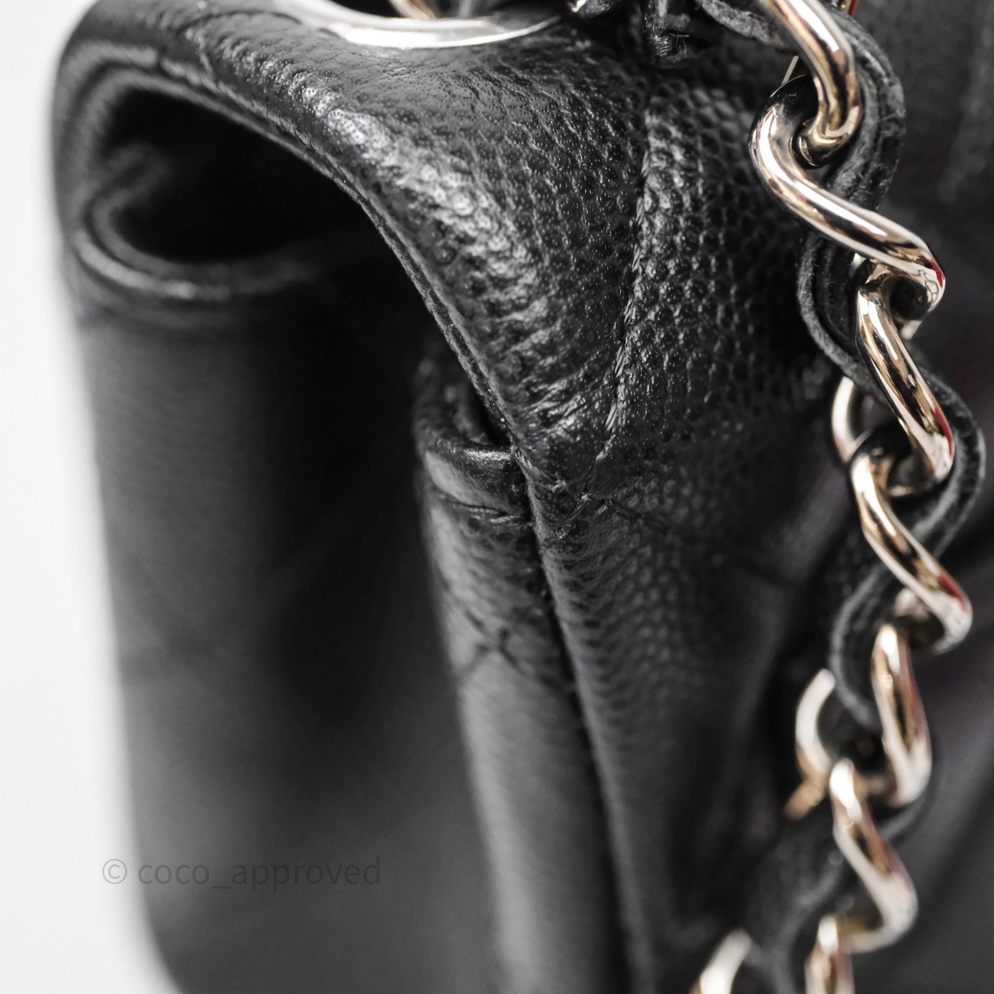 Chanel Mini Square Quilted Black Caviar Silver Hardware
