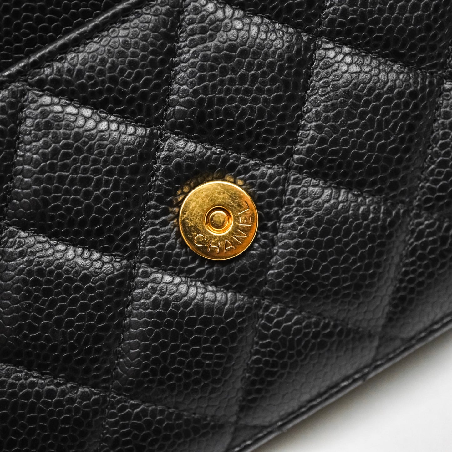 Chanel Classic Wallet On Chain WOC Quilted Black Caviar Gold Hardware