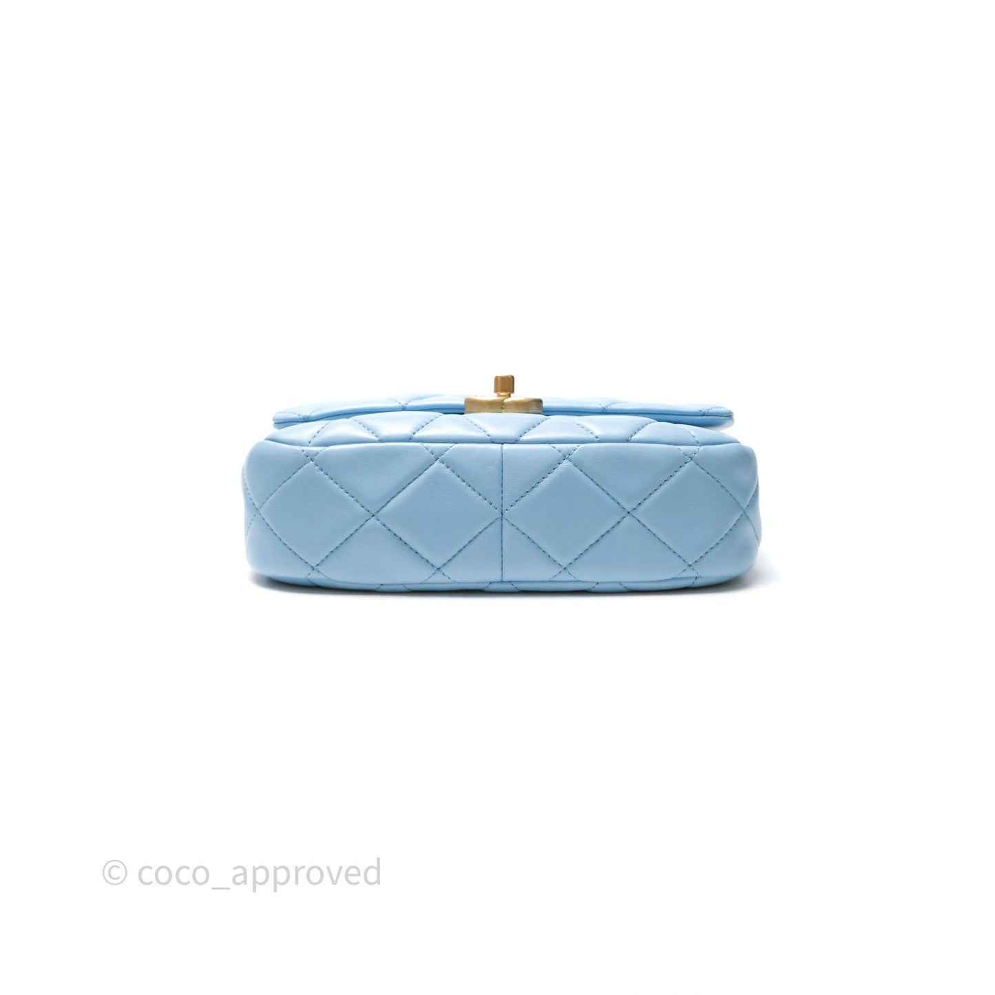 Chanel Small Flap Bag Blue Lambskin Gold and Lacquered Metal 22S