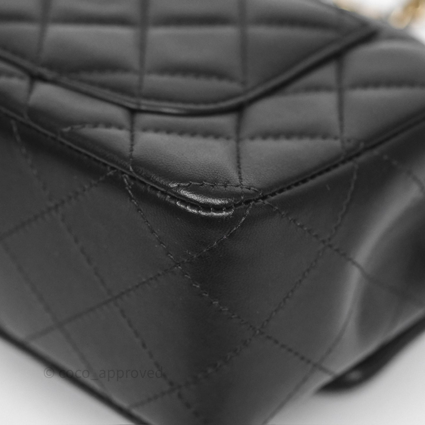 Chanel Mini Rectangular Quilted Black Lambskin Gold Hardware