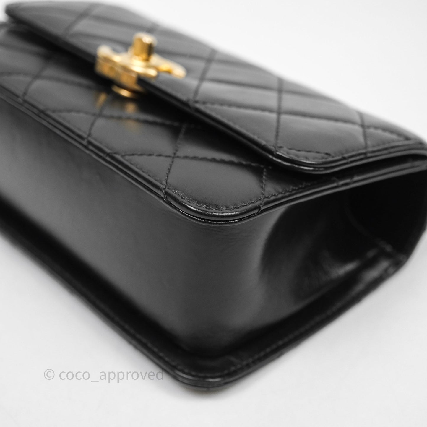 Chanel Mini Perfect Fit Adjustable Chain Black Calfskin Aged Gold Hardware