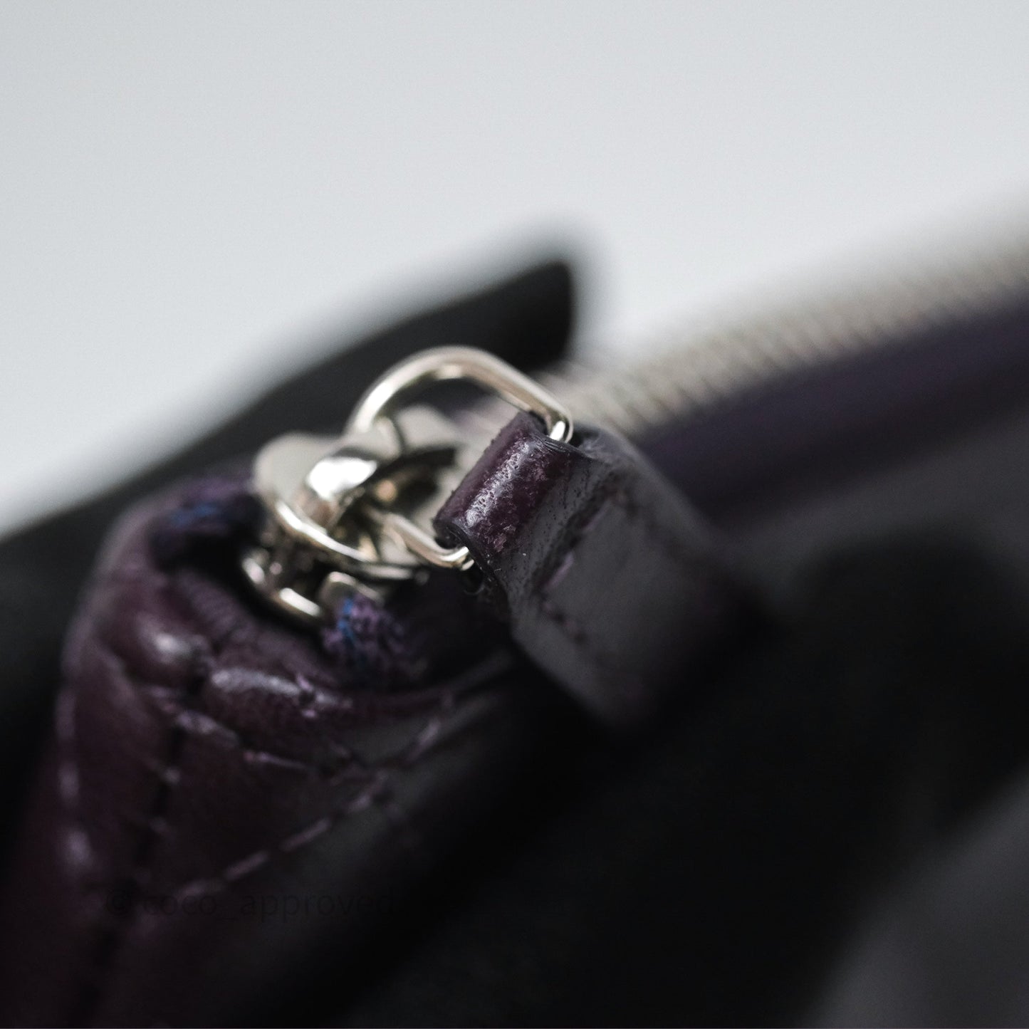 Chanel Quilted Small O Case Dark Purple Lambskin Silver Hardware
