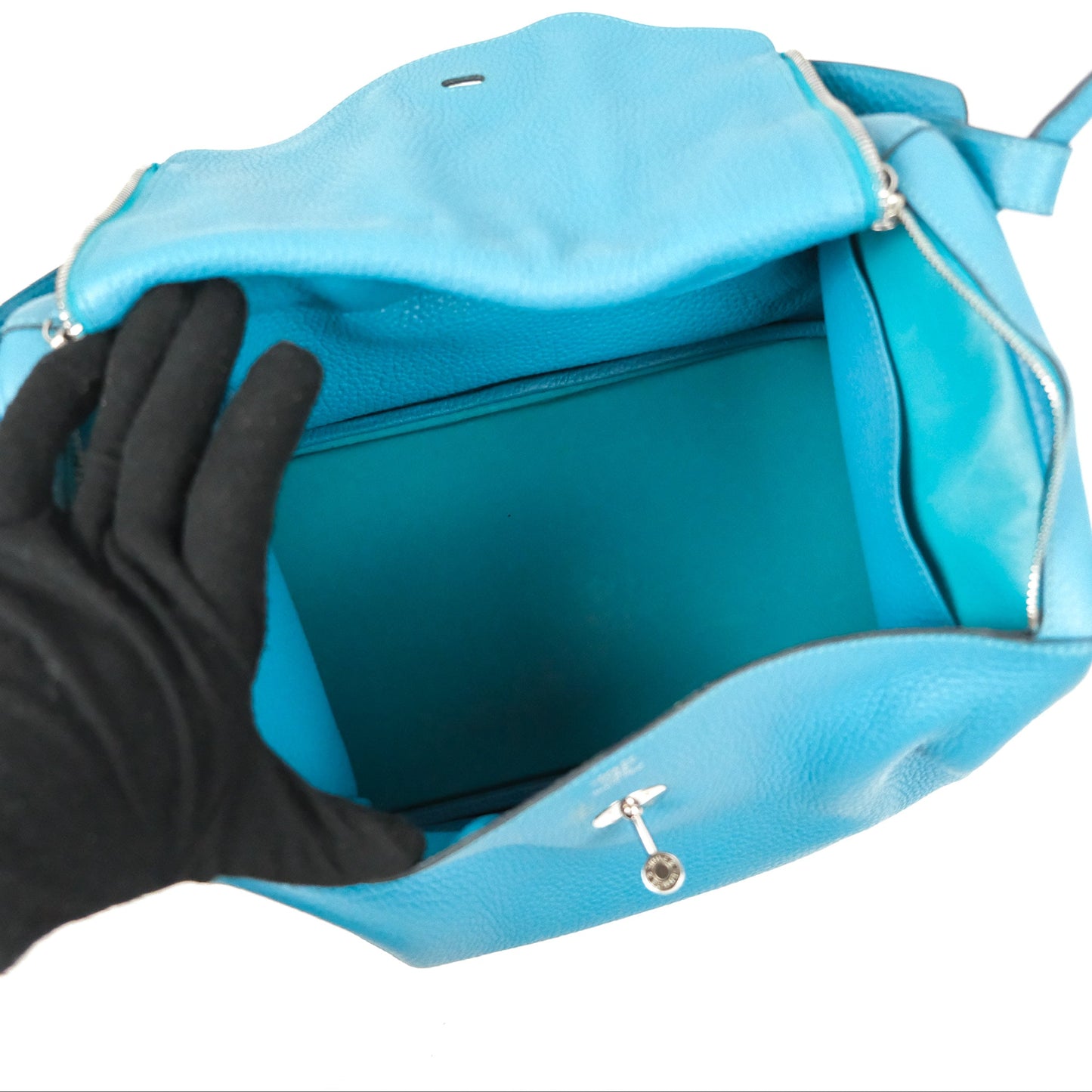Hermès Lindy 34 Blue Paon Clemence Palladium Hardware