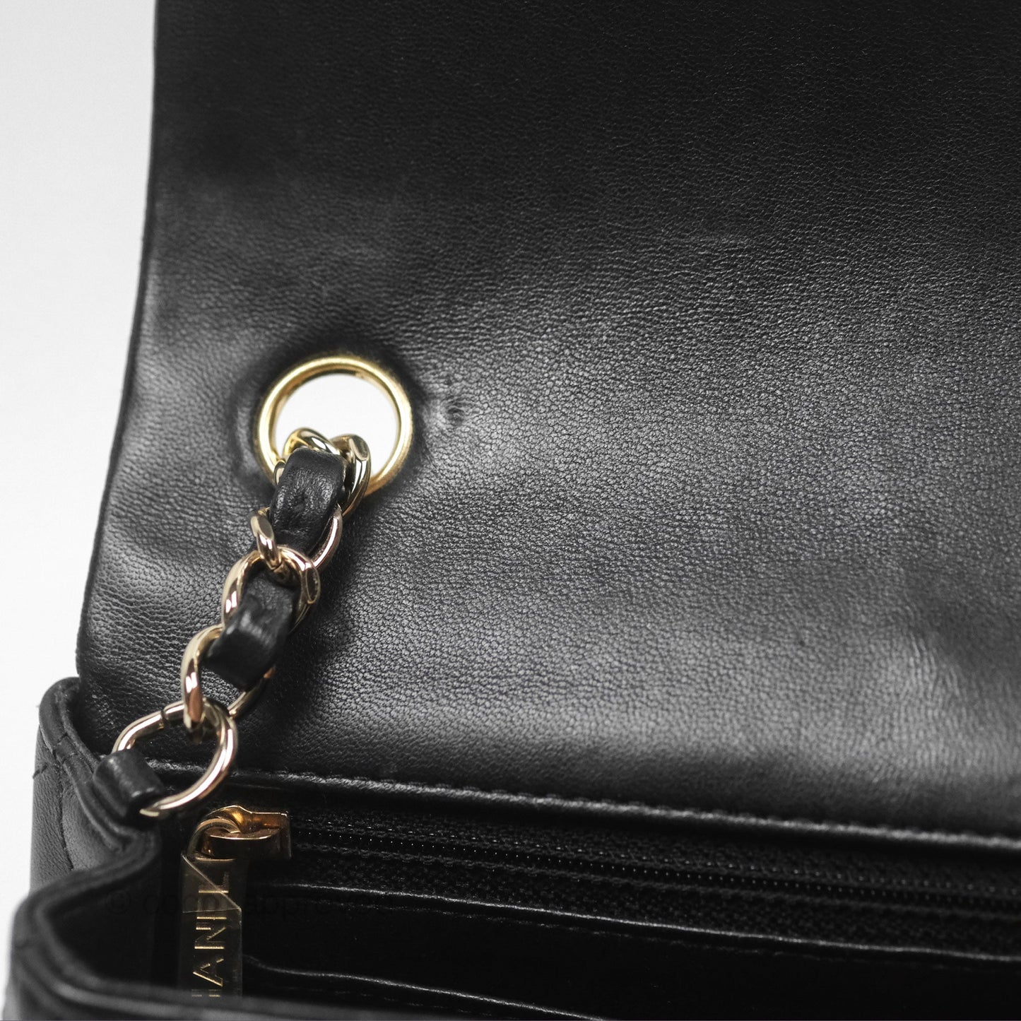 Chanel Quilted Mini Rectangular Flap Black Lambskin Gold Hardware