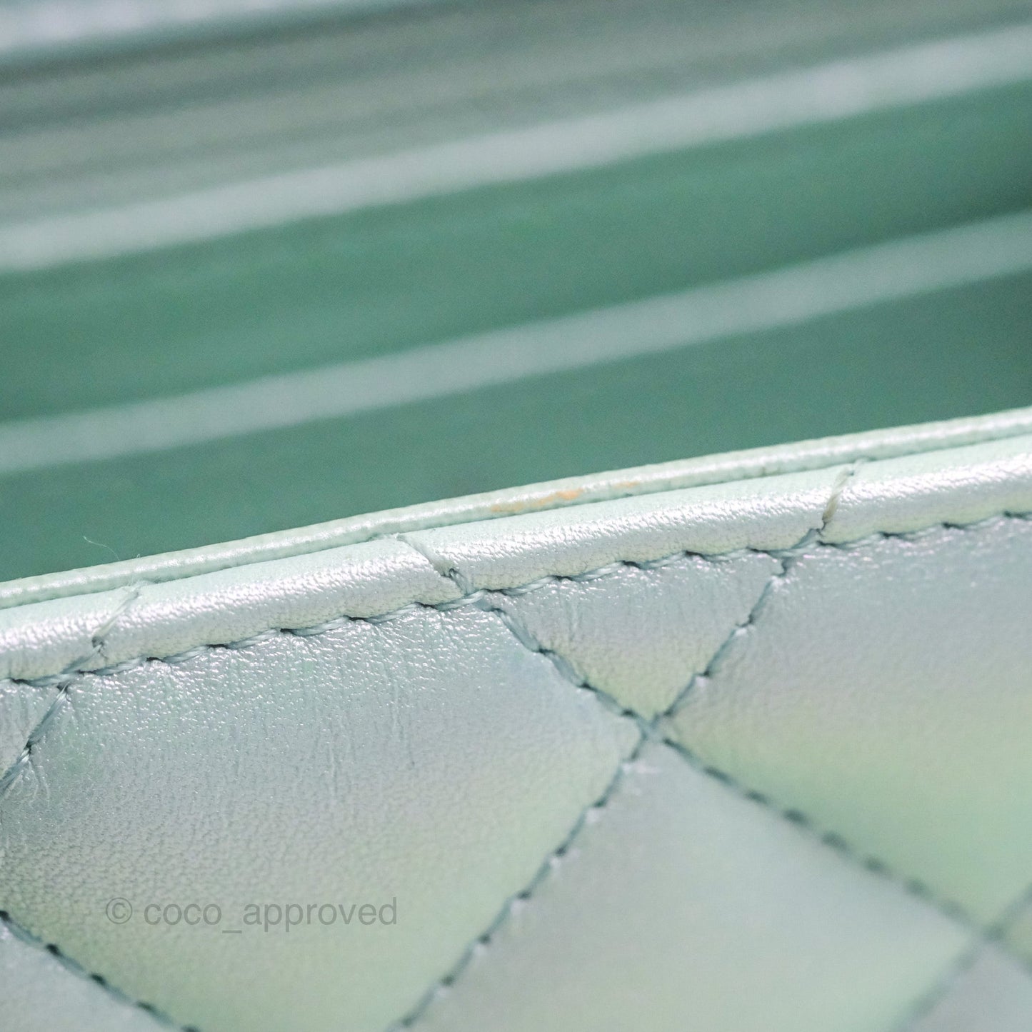 Chanel Mini Square Quilted Iridescent Icy Blue Silver Hardware