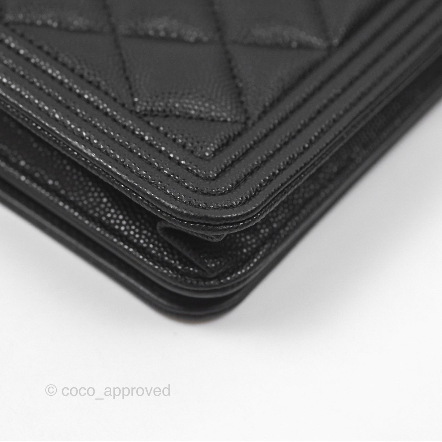 Chanel Quilted Boy Wallet on Chain WOC Black Caviar Age Gold Hardware