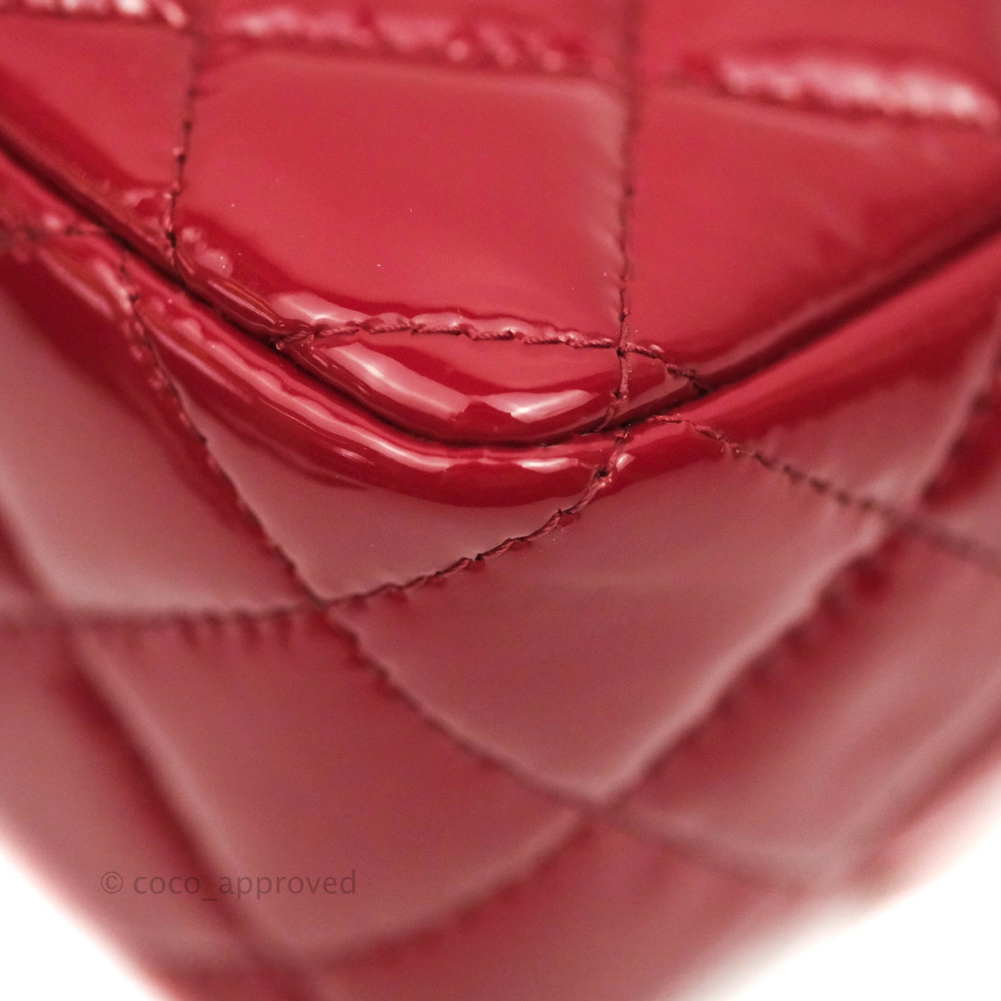 Chanel Quilted Mini Rectangular Flap Red Patent Gun Metal