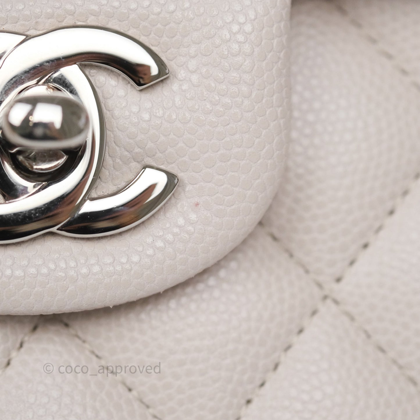Chanel Classic M/L Medium Flap Quilted Stone Ivory Caviar Silver Hardware
