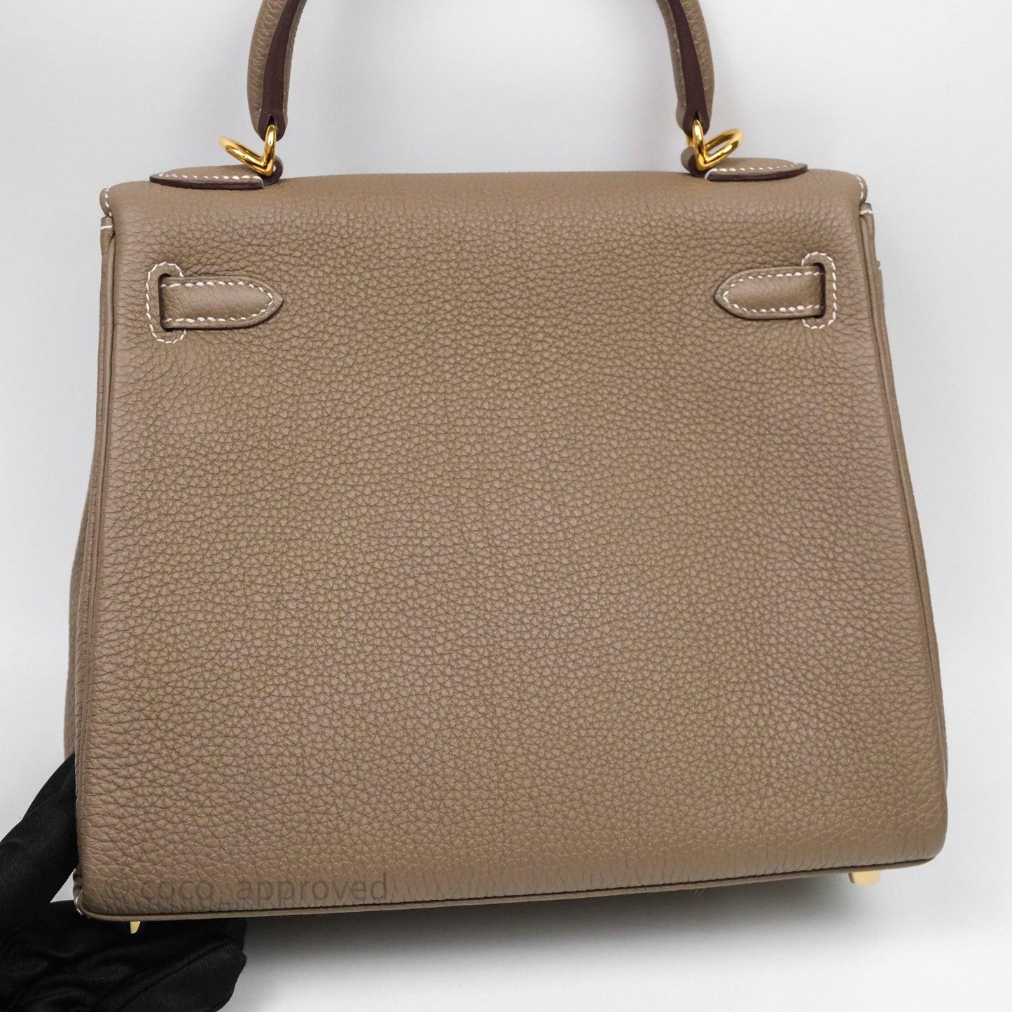 Hermes Kelly 25 Etoupe 18 Togo Gold Hardware