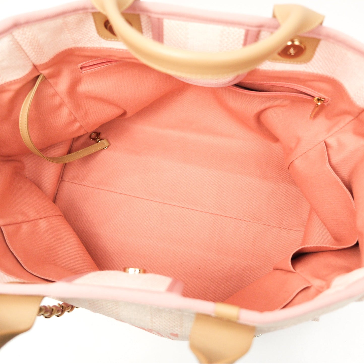 Chanel Canvas Large Deauville Tote Light Pink Stripe