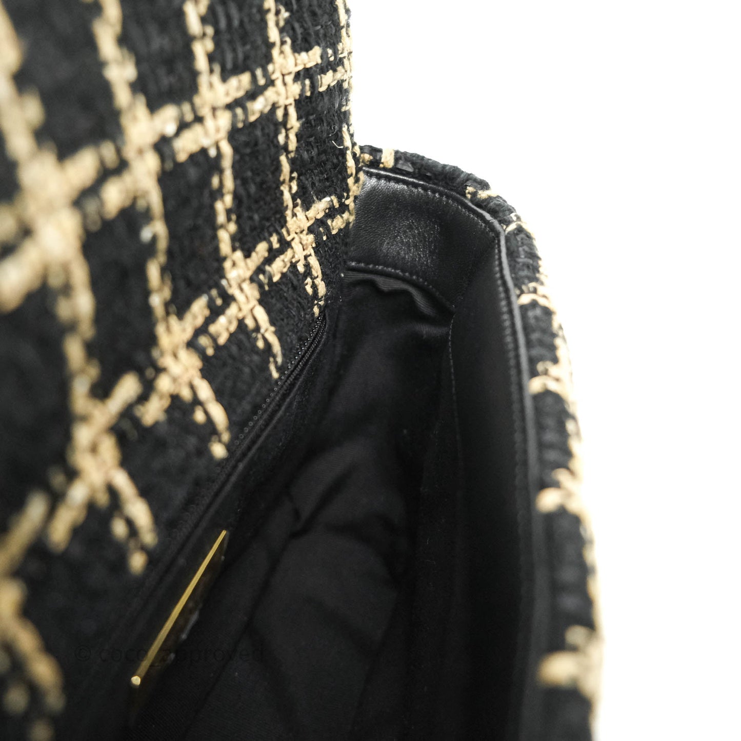 Chanel 19 Small Tweed Black and Gold Mixed Hardware