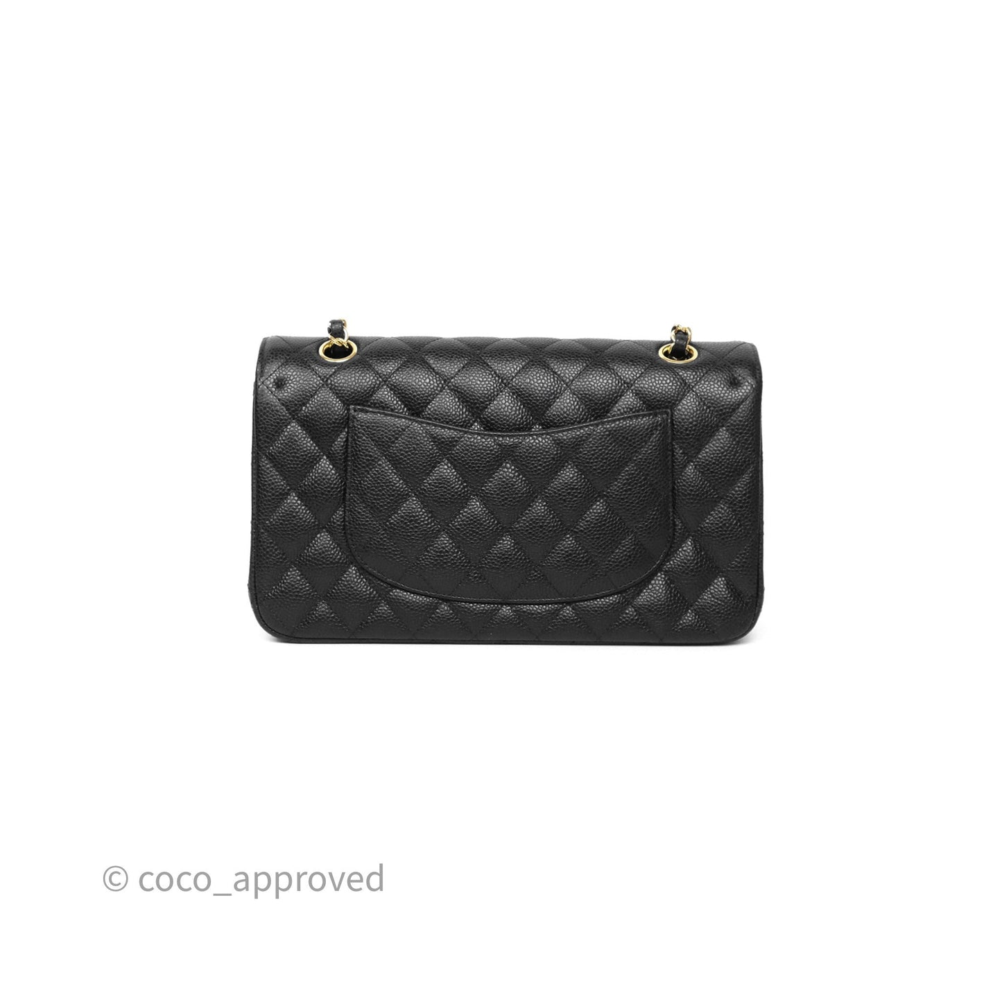 Chanel M/L Medium Classic Flap Quilted Black Caviar Gold Hardware