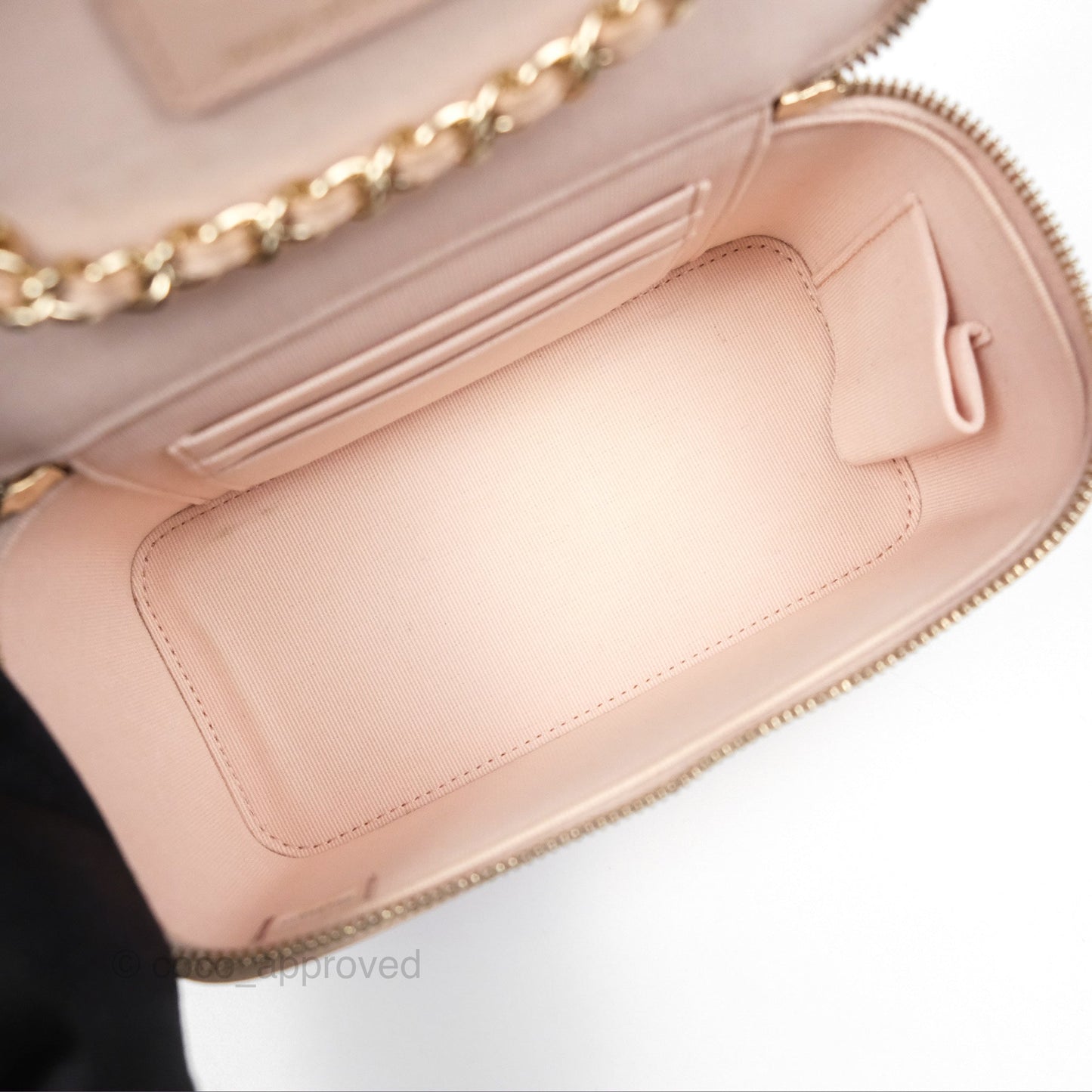 Chanel Vanity Rectangular With Chain Pink Caviar Gold Hardware