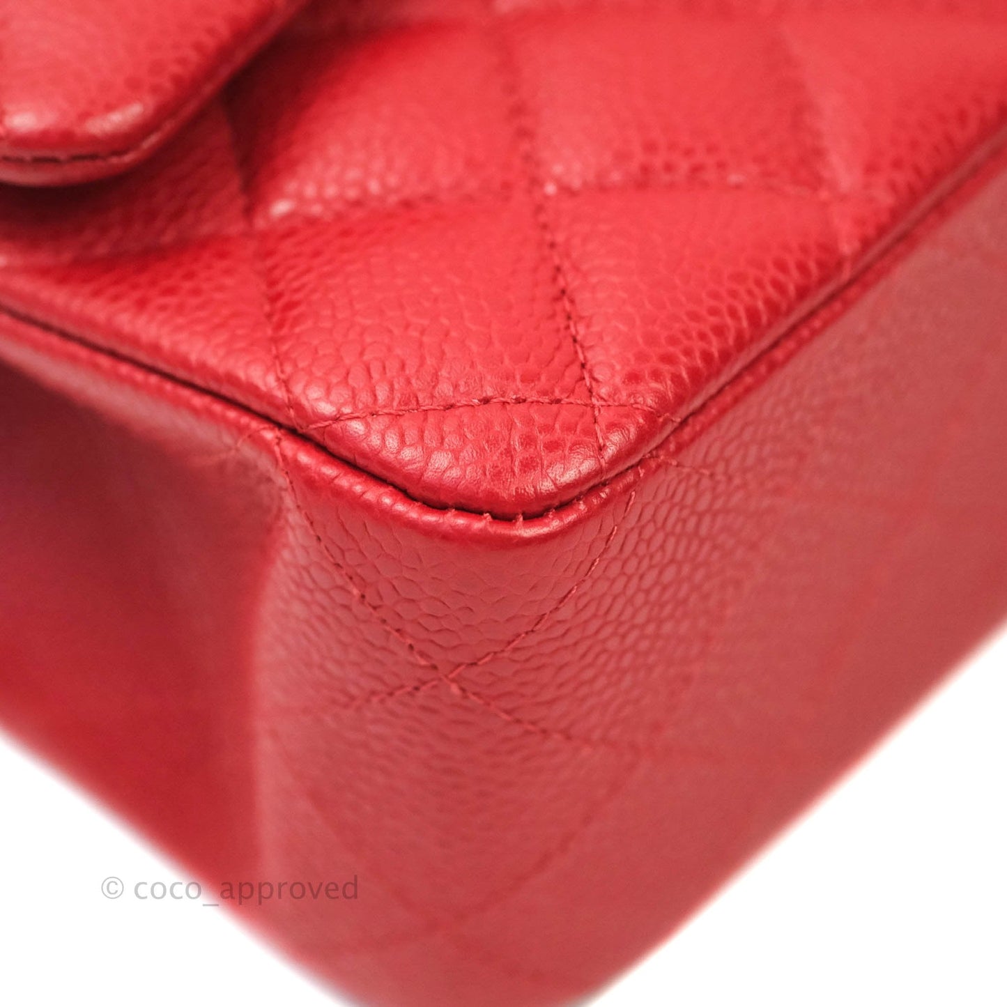 Chanel Classic M/L Medium Double Flap Red Caviar Silver Hardware