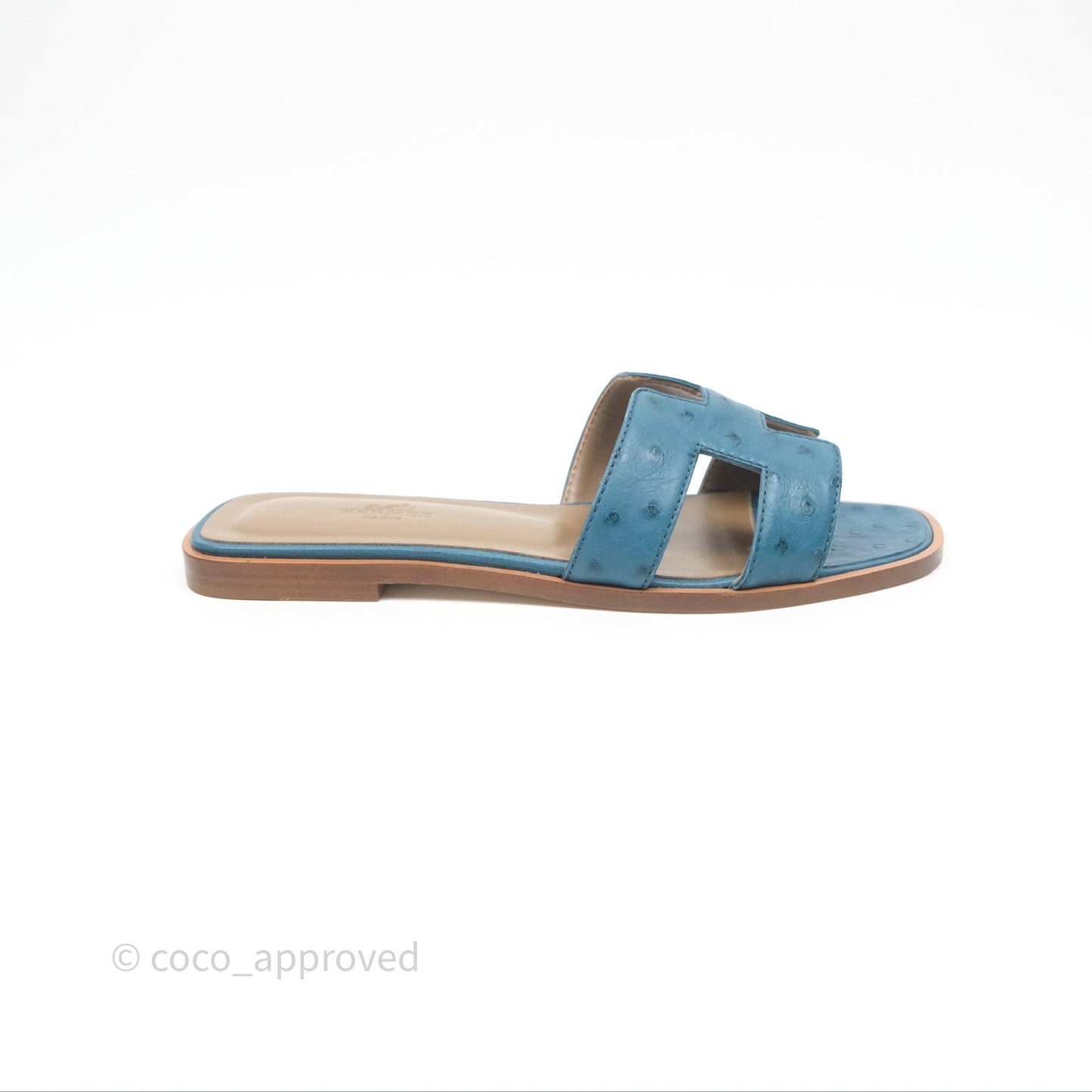 Hermès Oran Sandals in Blue Cobalt Ostrich Size 37