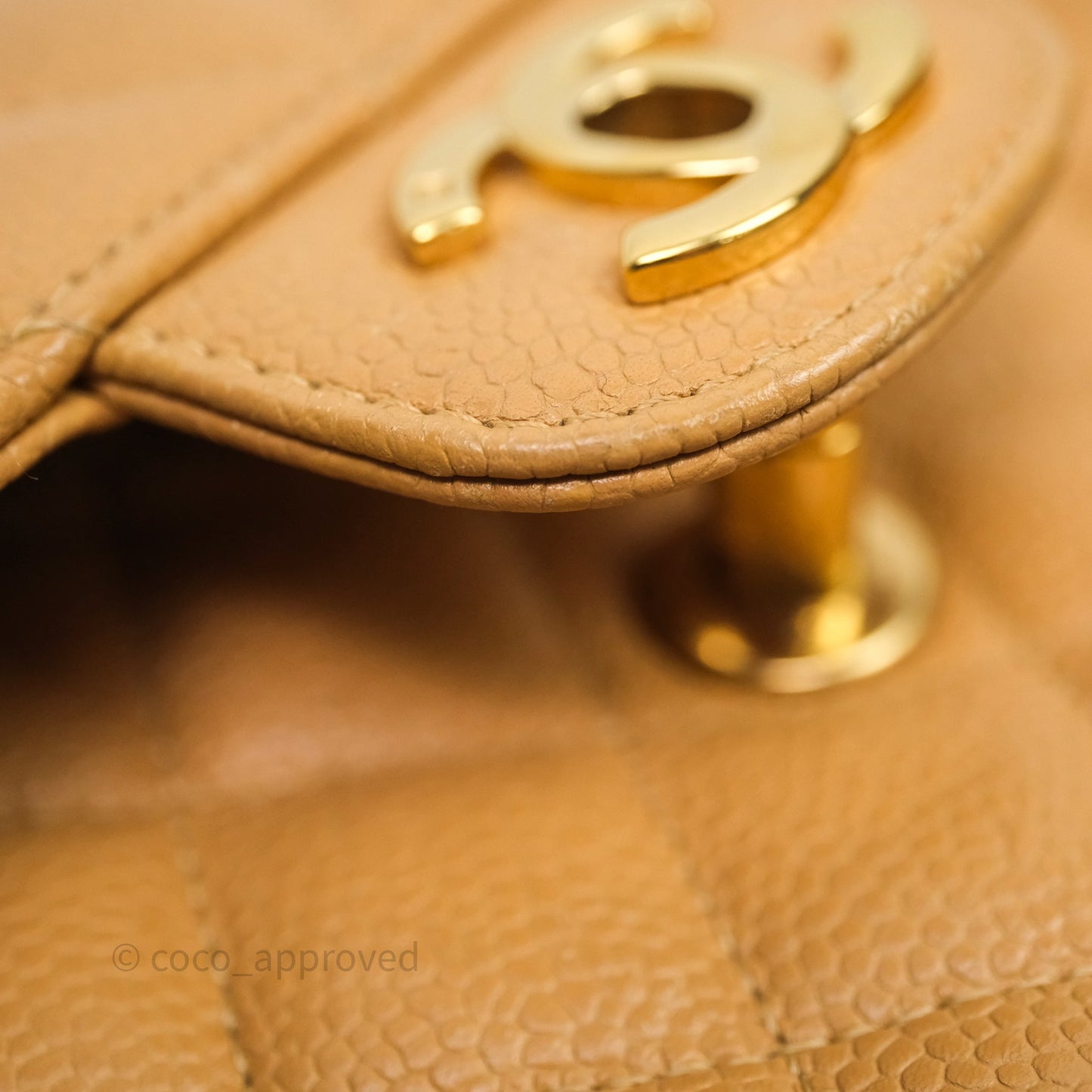 Chanel Vintage Small Classic Flap Beige Claire Caviar 24K Gold Hardware